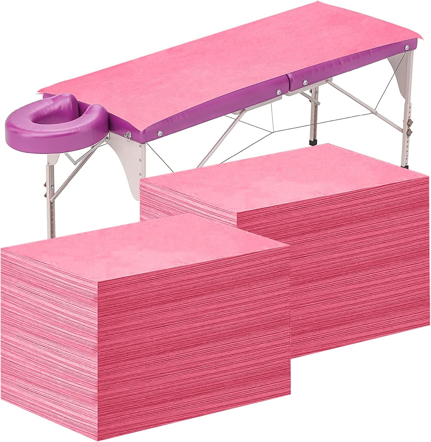 Framendino, 100 Pack Pink Disposable Massage Table Sheets Waterproof Non Woven