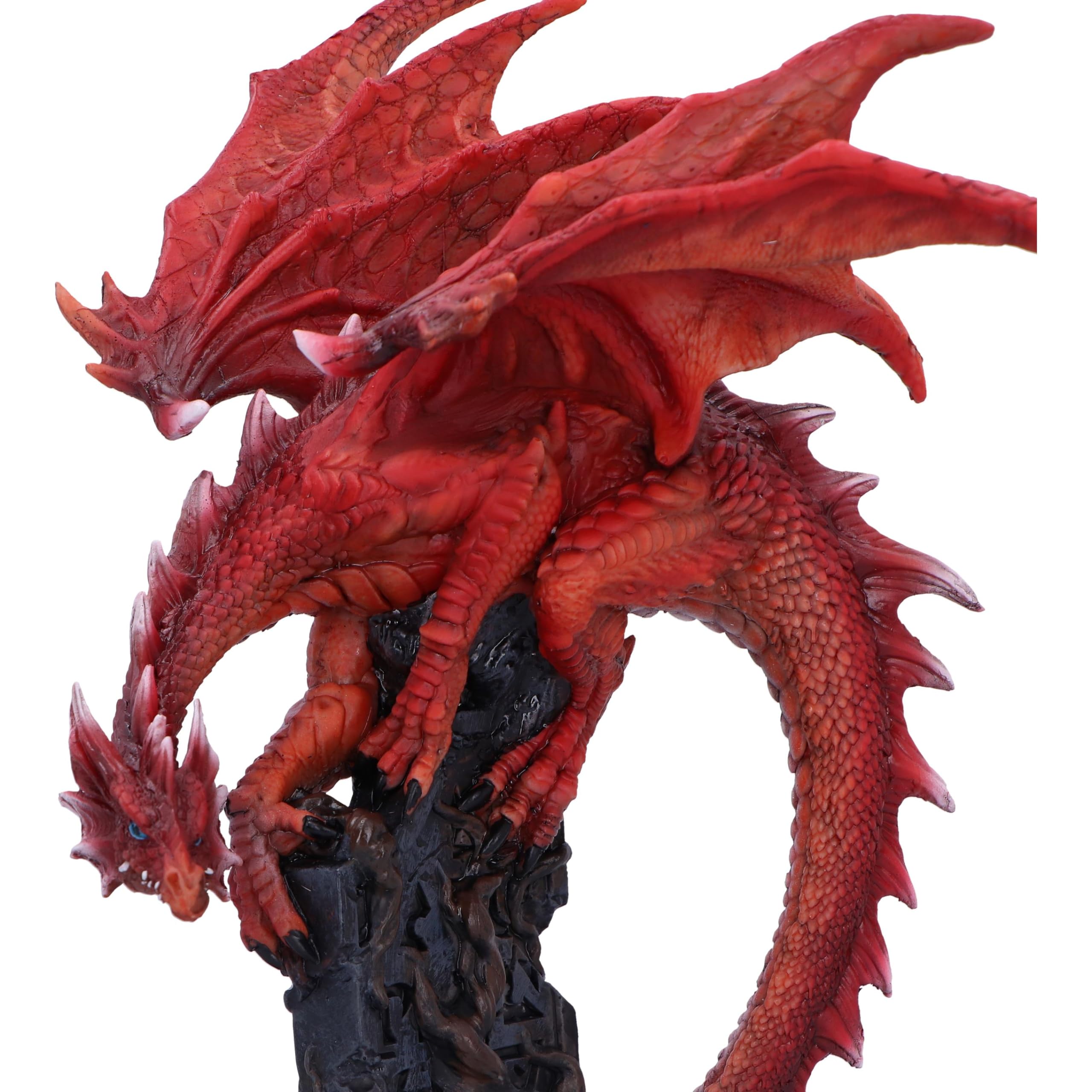 Nemesis Now Figura di radici draconiche 28,5 cm, resina, drago rosso su pietra, ornamento drago rosso, regalo da collezione, fuso in resina di alta qualità, sapientemente dipinto a mano