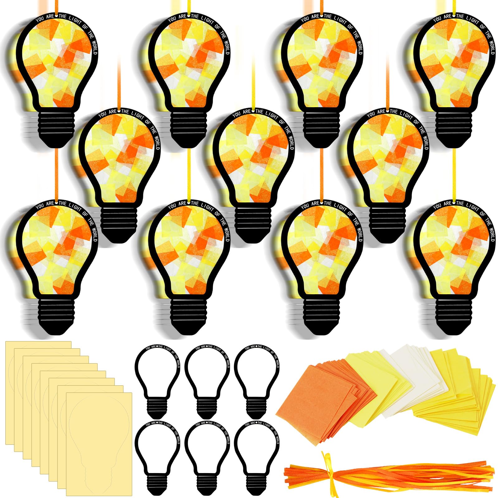 Motipuns 32 Sets Light of The World Bible Suncatchers Craft Kits DIY Lamp Bulb Christian Religious Church VBS Craft Stained Glass Effect Tissue Paper Kit for Sunday School Resurrection Window Art โ image 1