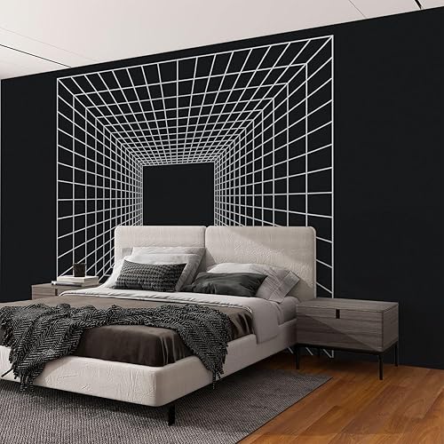 Miniatura 5 de Wall Mural Peel & Stick Cyber Grid Retro Punk Perspective Rectangular Tunnel Grid Tunnel Self-Adhesive Wallpaper Removable Wall Decal Wall Sticker