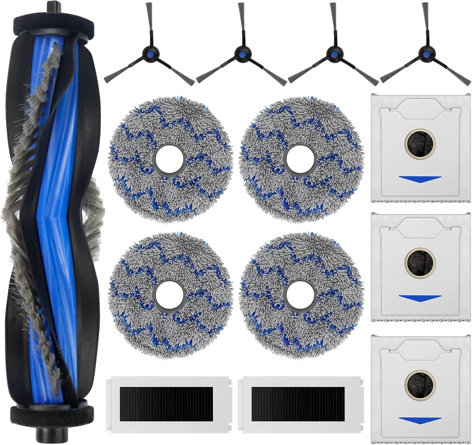 14 Pack Replacement Accessories Kit for Ecovacs Debot N30 PRO / N30 Omni / N30 PRO Omni Vacuum Cleaner, 1 Main Brush,4 Side Brush,2 HEPA Filter,4 Mop Pads,3 Dust Bags
