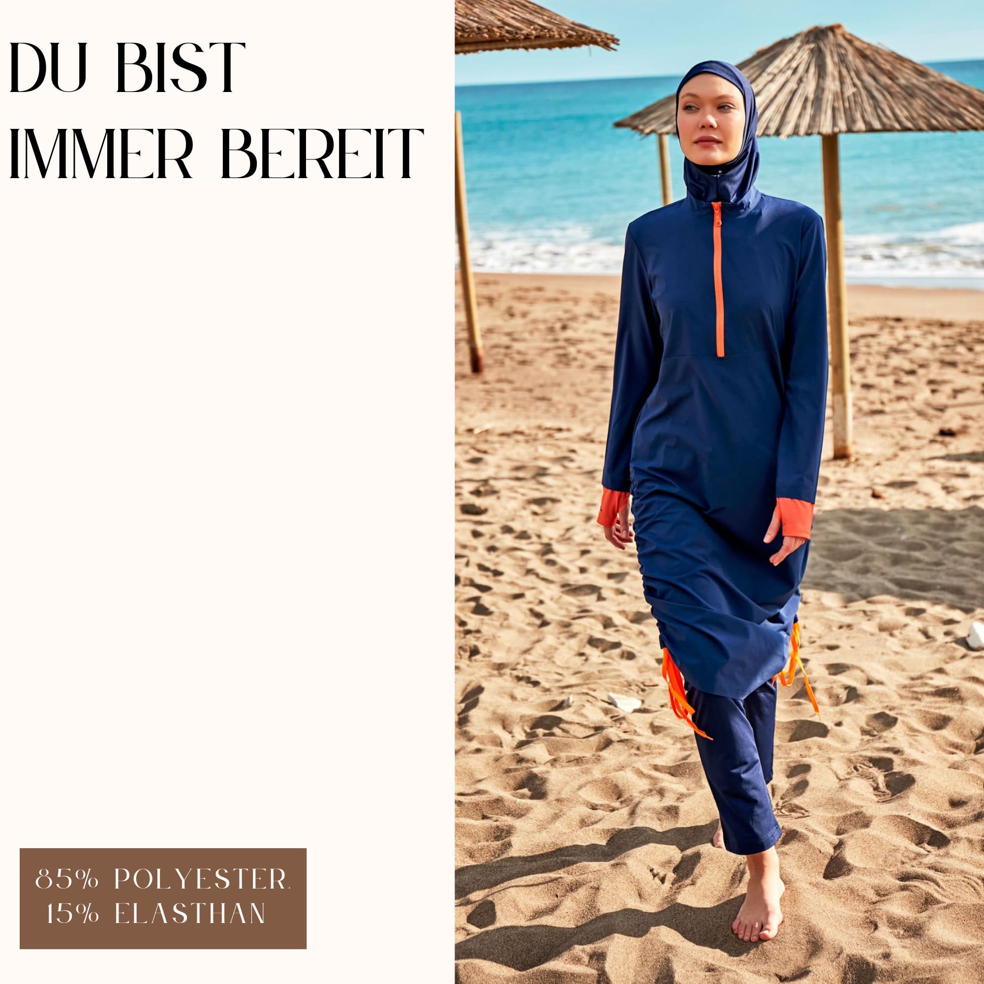 MARINA SWIMWEAR Costume intero islamico modesto da donna | Set Burkini musulmano da 4 pezzi | Rashguard a maniche lunghe con copertura completa | Modesto costume da bagno hijab