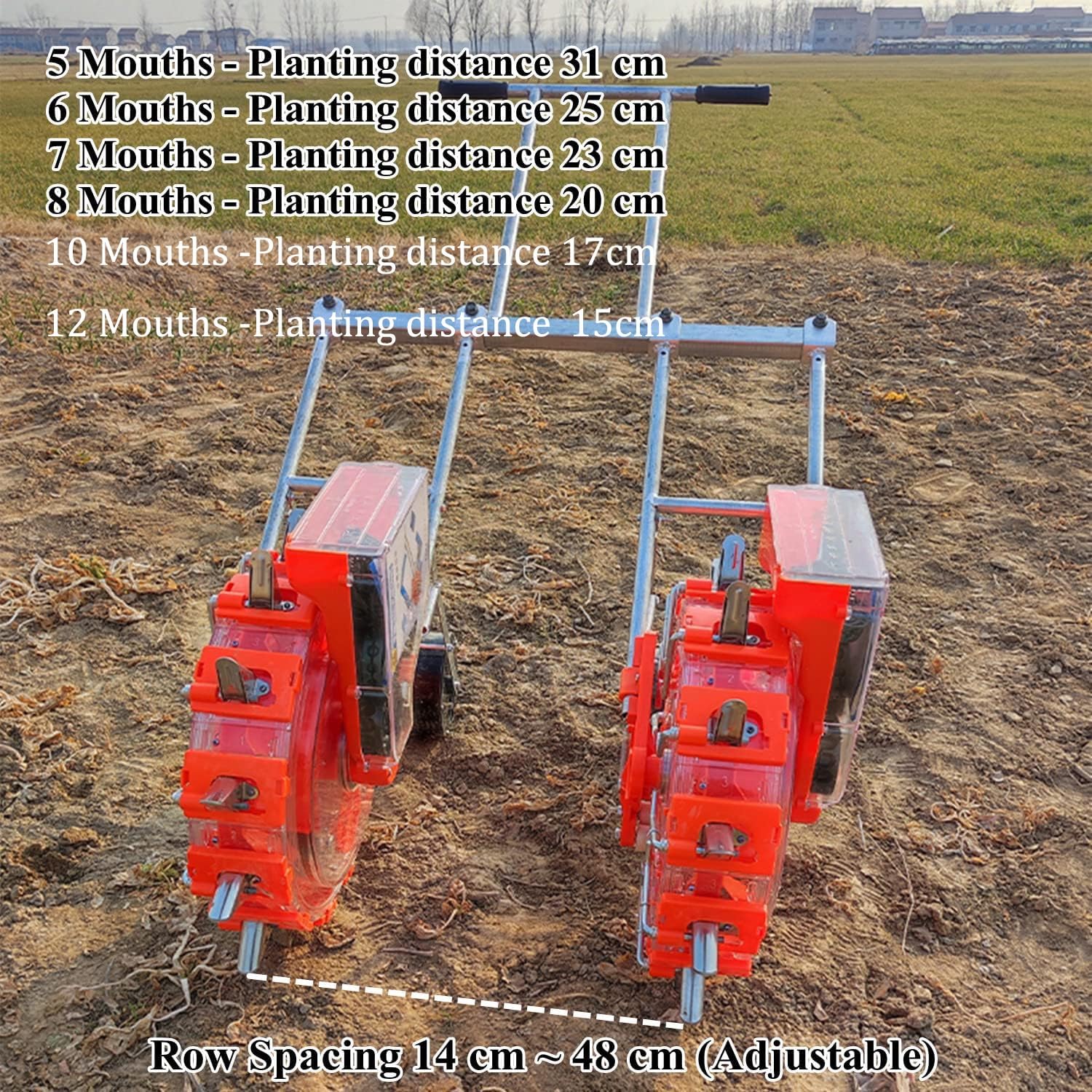 Garden Seeder - Manueller Präzisionssaatpflanzer, zweireihiger Streuer für Gemüsesamen, einstellbare Tiefe für effizientes Pflanzen