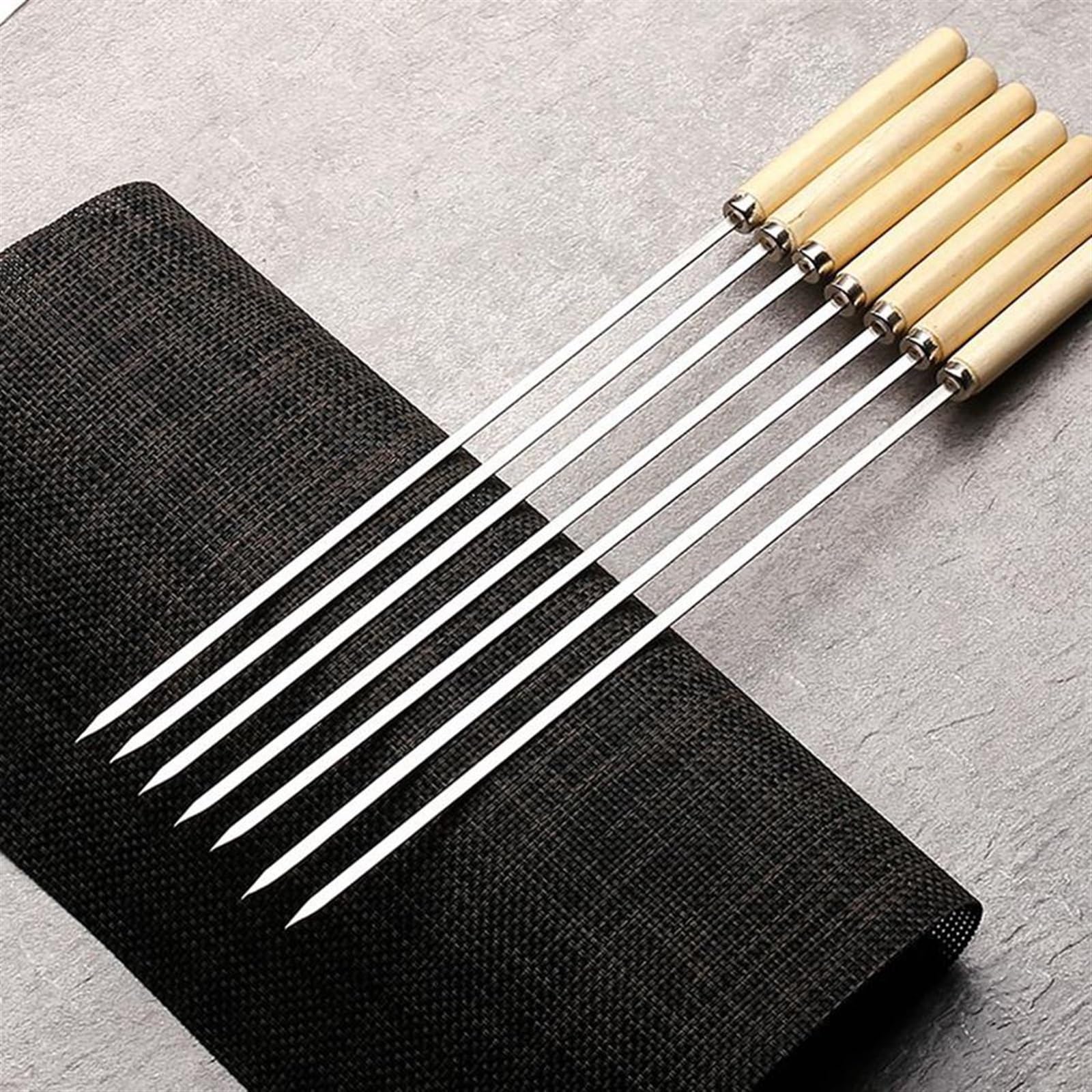 Brochetas de Kebab, Juego 20 brochetas for Barbacoa con Mango Madera, Acero Inoxidable, for, for Acampar al Aire Libre