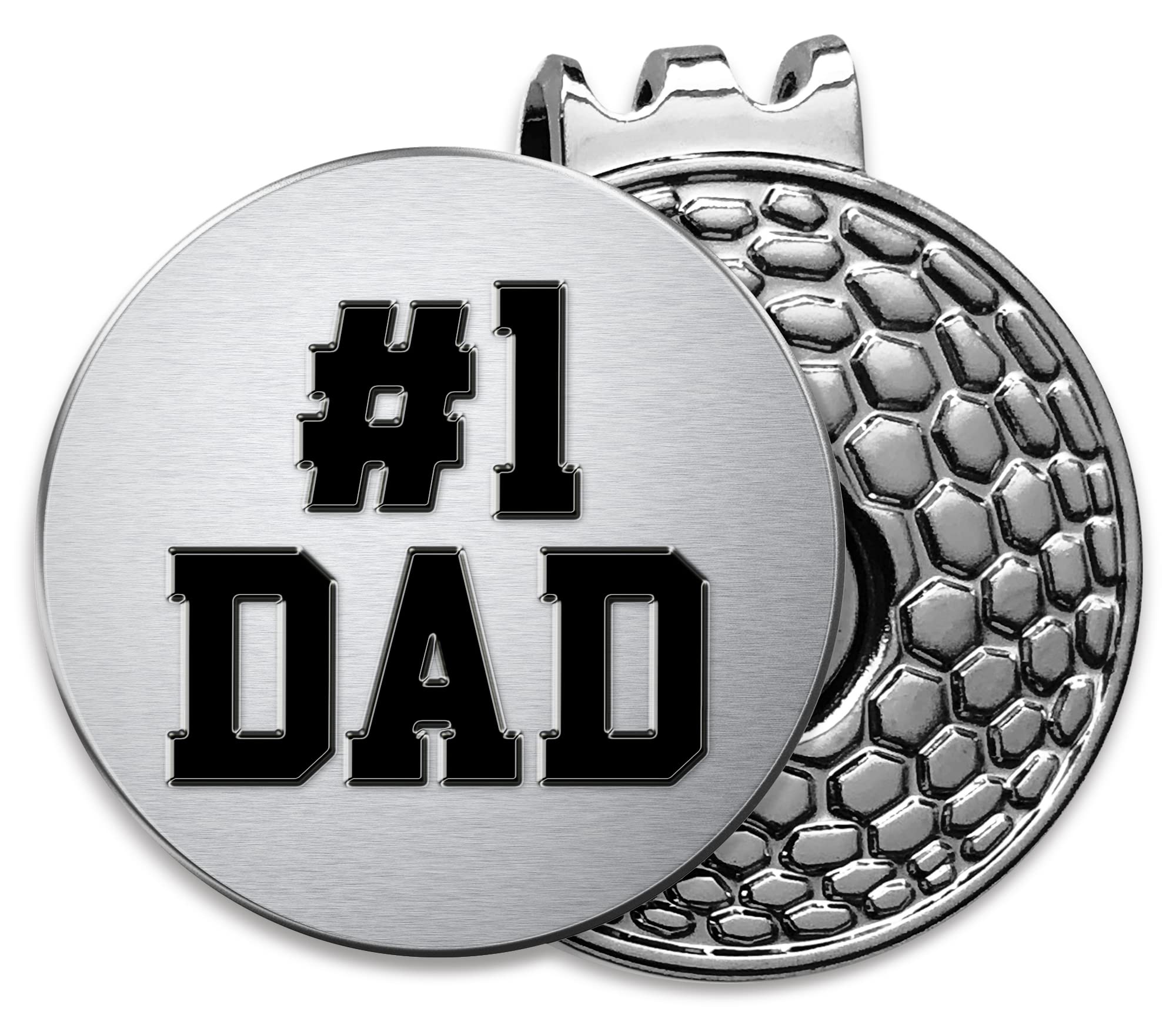 Treasure TradesGolf Ball Marker Hat Clip Gift – Golf Daddy from Daughter Golf - Cute 25mm Stainless Brushed Chrome Silver Metal Magnetic Golfing Tool for Clipping to Cap, Visor - #1 Dad
