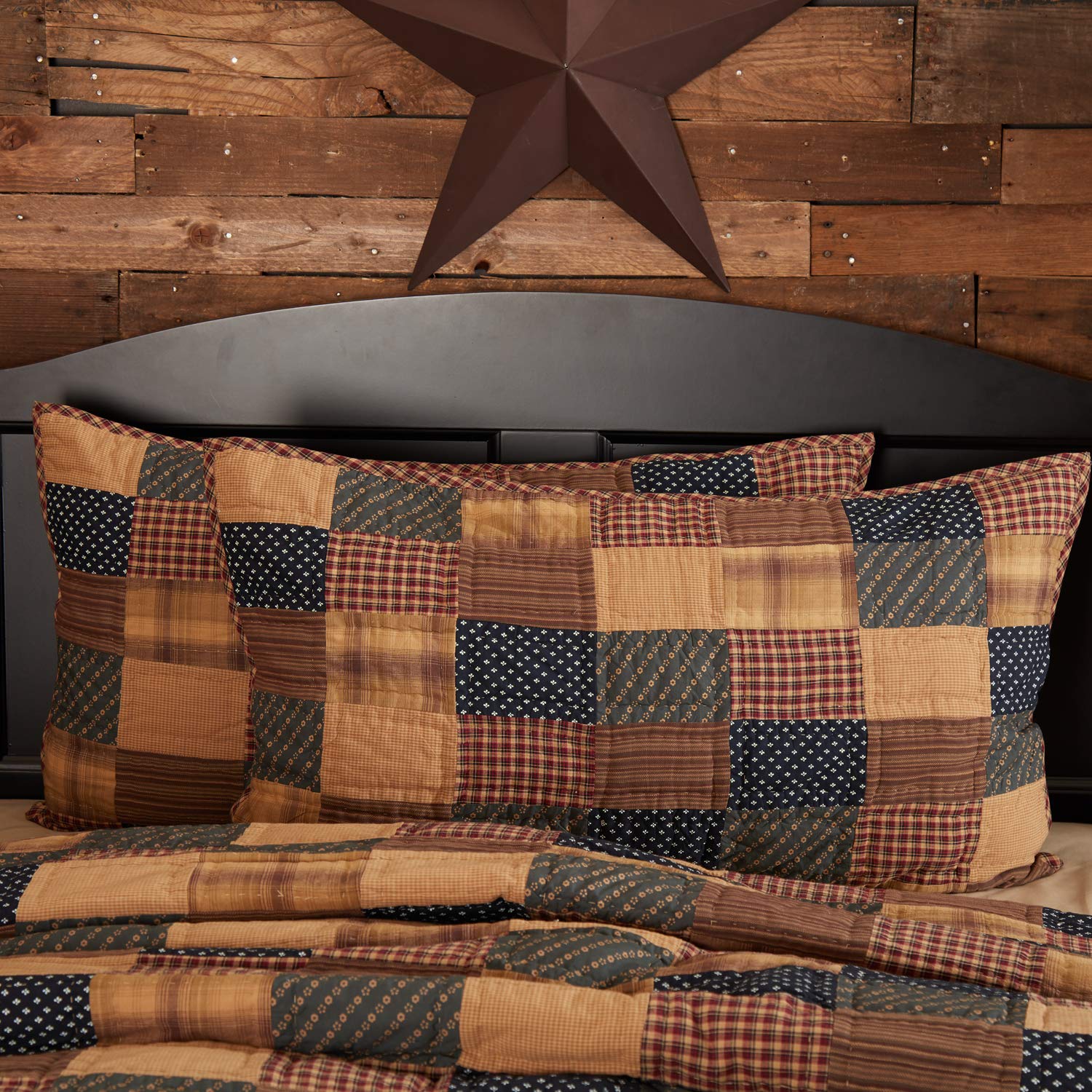 VHC Brands Patriotic Patch Rect Bedroom Decor, King Sham, Red, 21x37