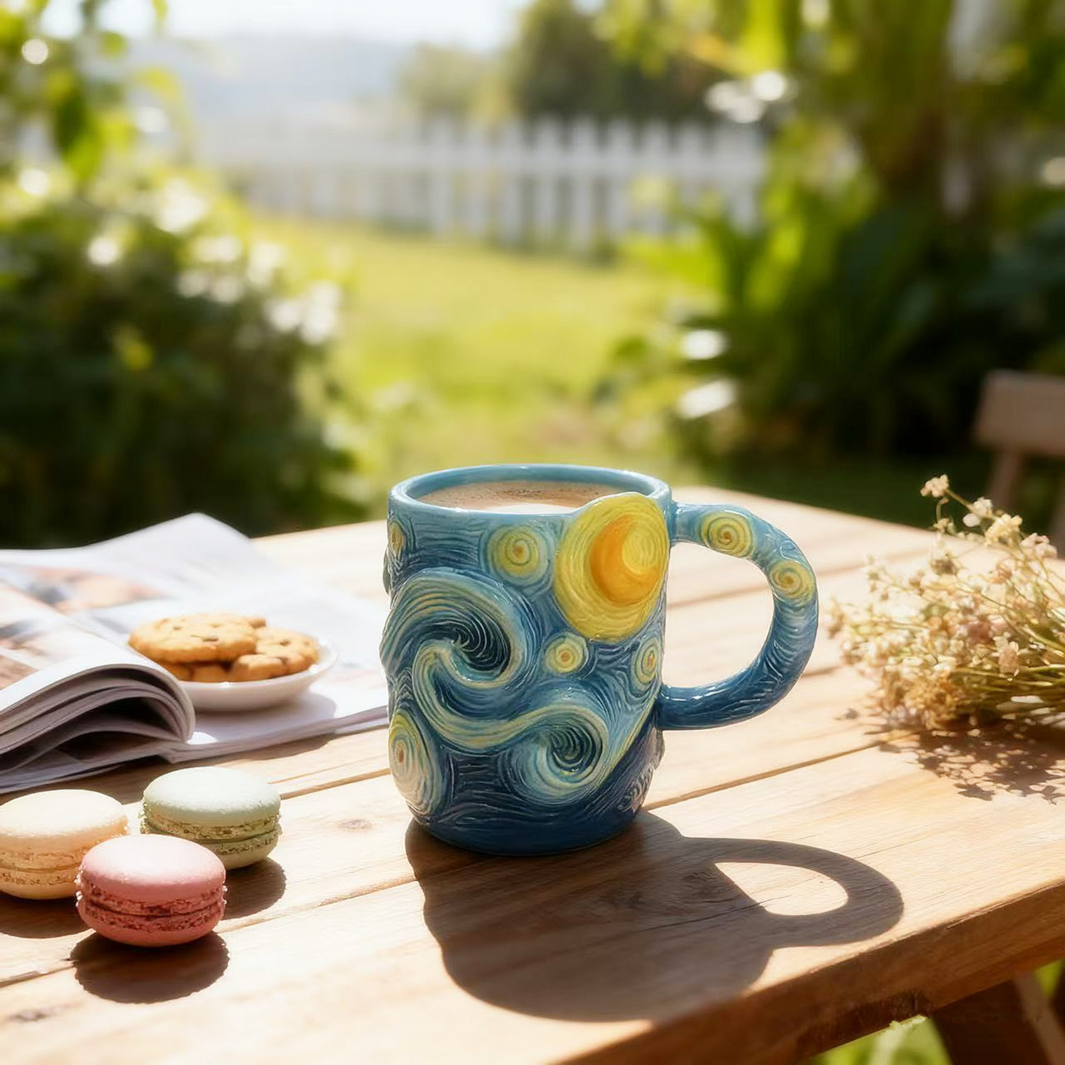 Taza grande de cerámica pintada a mano cielo estrellado miniatura 7
