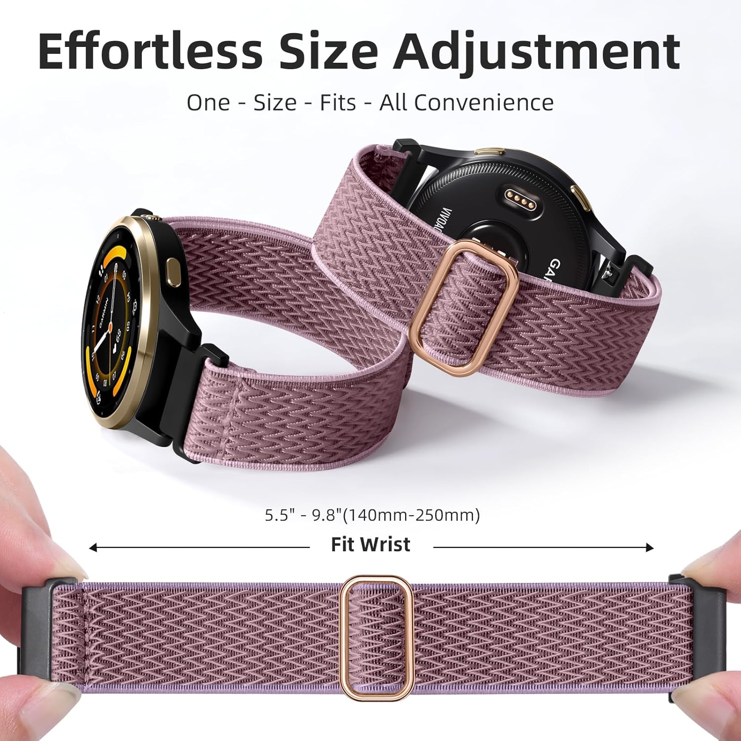 GEAK 22mm Watch Band Compatible with Garmin Venu 4 3 and Venu 2 45mm, 22mm Quick Release Replacement Loop Elastic Fabric Straps Compatible for Garmin Vivoactive 4 /Forerunner 265/255/965 Women Men - Image 2