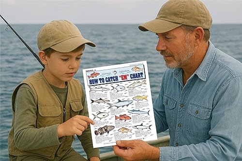 Miniatura 4 de Tabla de identificación de peces de agua salada #1 – Guía de pesca de referencia rápida impermeable – Identificación de especies + métodos de pesca