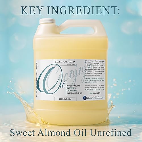 Miniatura 2 de Aceite de almendras dulces de 1 galón, 100% puro, natural, prensado en frío, sin refinar, extra virgen, 128 onzas líquidas, para cabello, piel,