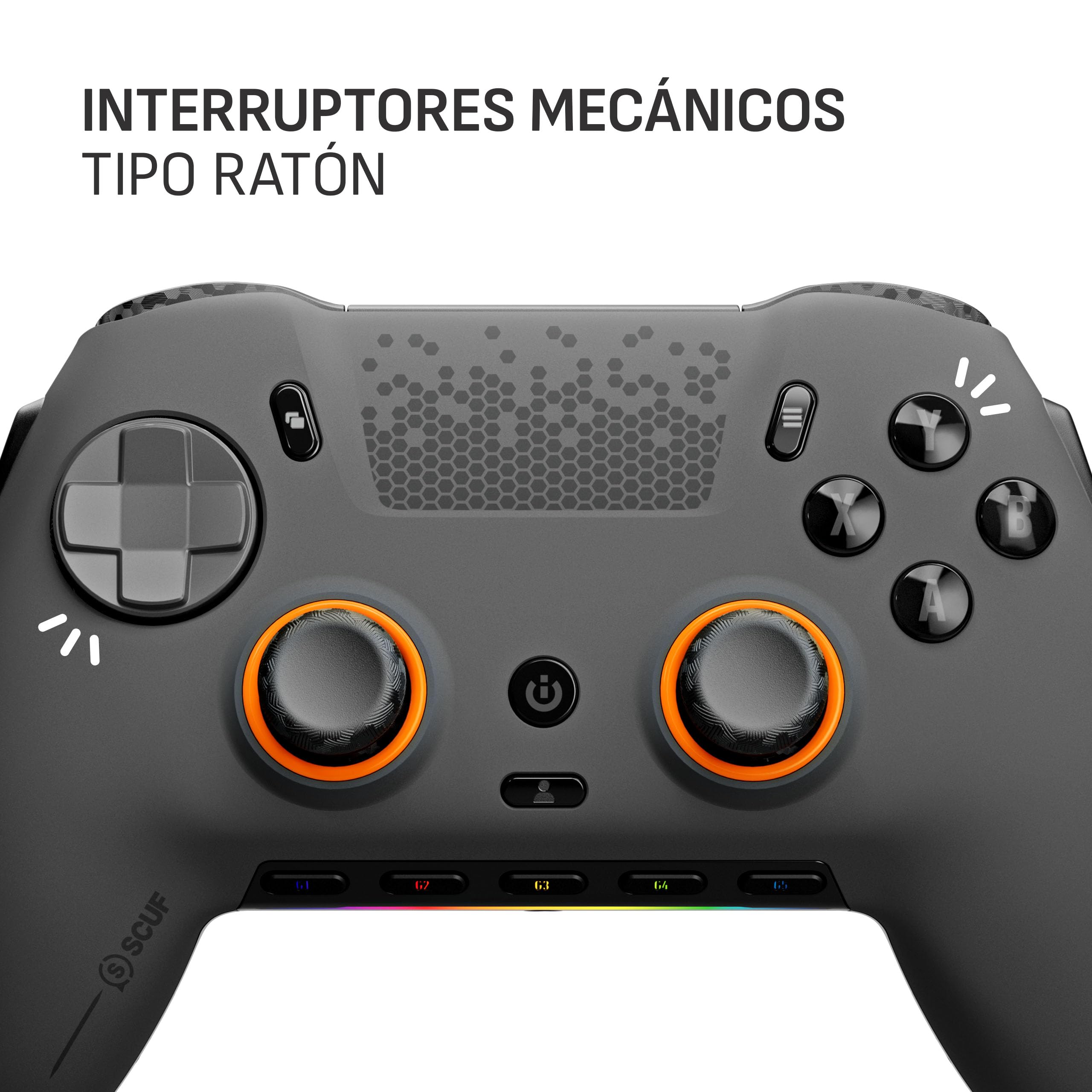 Scuf ENVISION PRO Controlador Inalámbrico para Juegos de Sólo PC - Cinco Teclas G Reasignables - Paletas Traseras Reasignables - Disparadores Instantáneos - Compatible con iCUE - Gris Metalizado