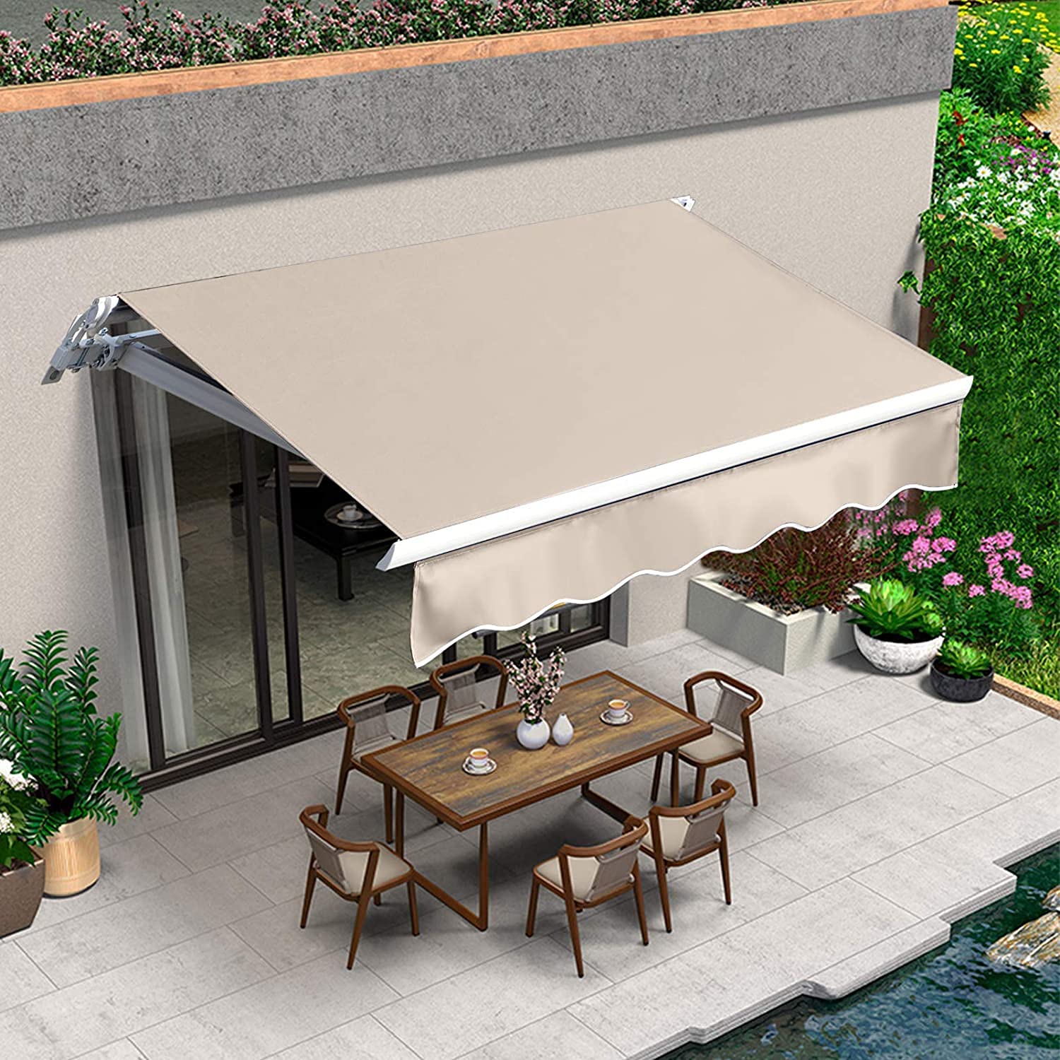 Buy 2x1.5m Patio Awning Retractable Awning Cover Door Window Sunshade