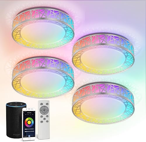 Miniatura 22 de ASD Lámpara de techo de montaje empotrado LED de 30 cm para dormitorio, 20W 1113LM 5CCT 2700K-5000K, luces regulables Triac, para comedor, sala de