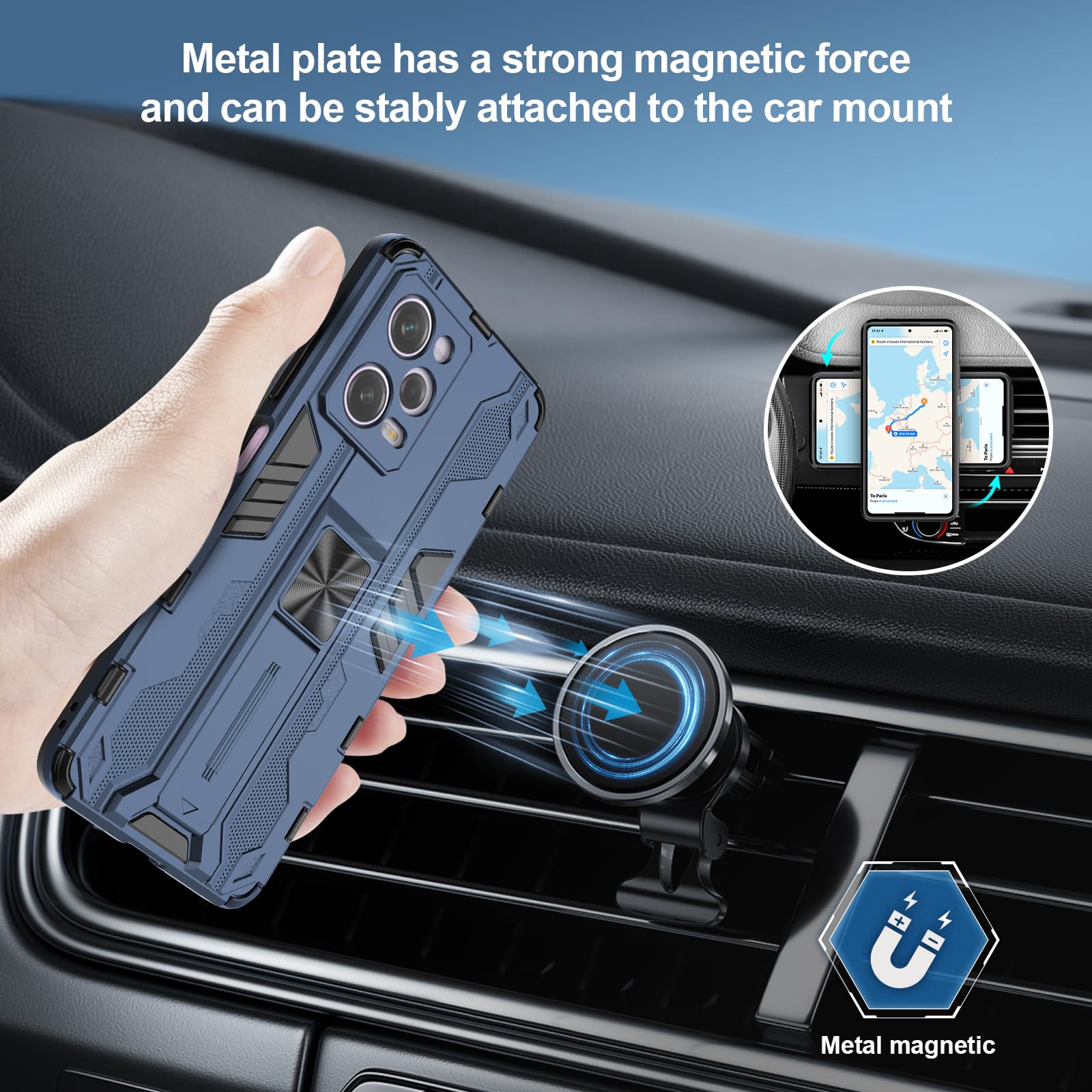 Funda para Xiaomi Redmi Note 15 Pro 5G, Carcasa Antigolpes con Soporte anular metálico, Case Protectora de Grado Militar, Azul — view 713