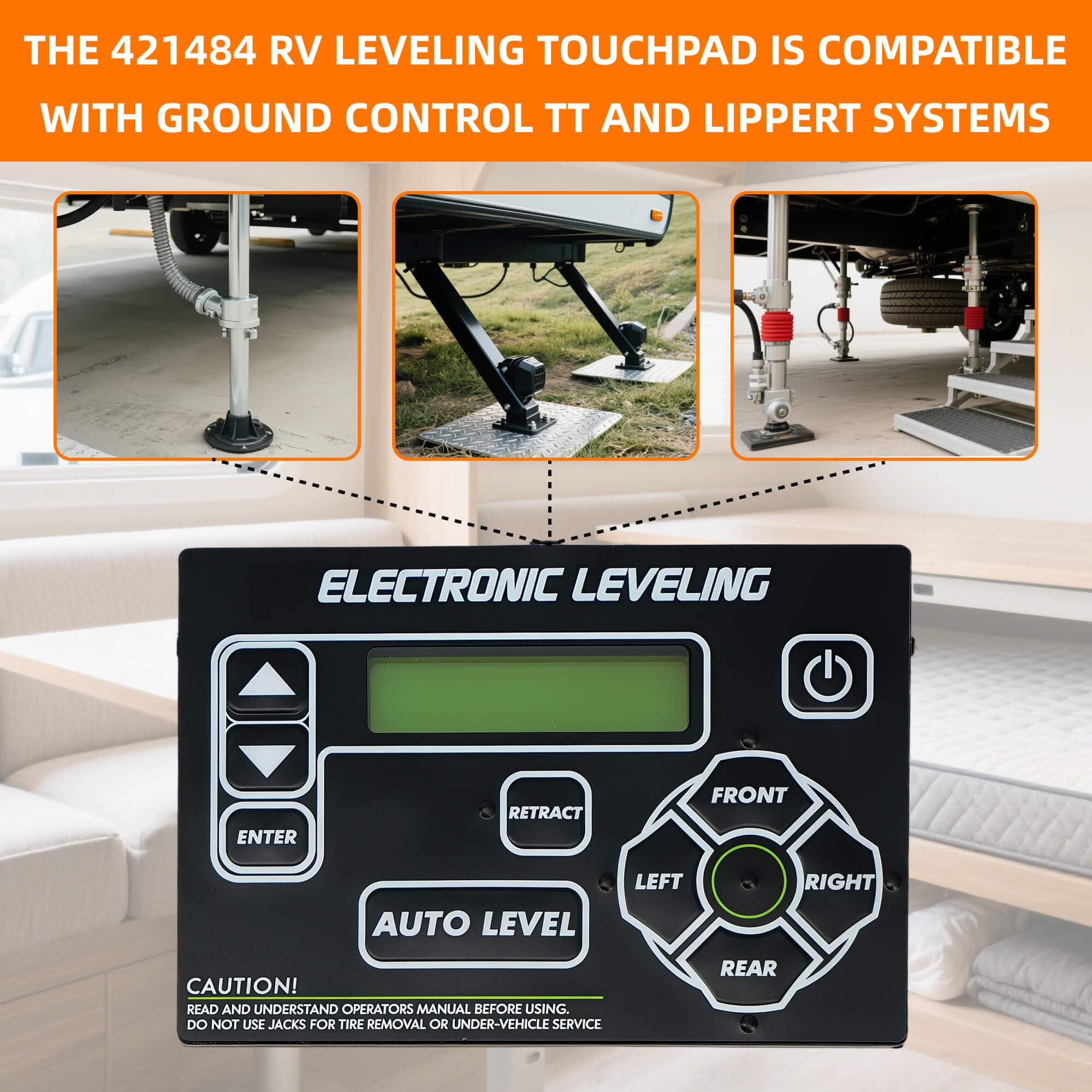 421484 Système de nivellement pour véhicule récréatif, panneau de commande avec bouton de nivellement automatique, compatible avec Lippert RV 5ème roue et remorque de voyage pour systèmes de