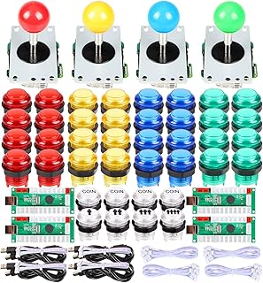EG STARTS 4 Player Classic DIY Arcade Joystick Kit Parts USB Encoder To PC Controls Games + 4/8 Way Stick + 5V led Illumin...