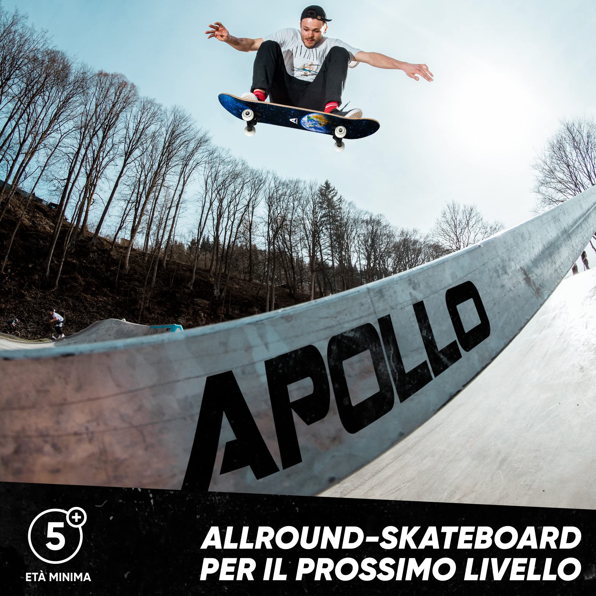 Apollo Skateboard Professionale Completo – Skateboard Bambino, Ragazzo, Adulto - Tavola Skate in Legno a 7 Strati – Tavola Skateboard Design Originale, Medium Concave, Cuscinetti a Sfera ABEC-7