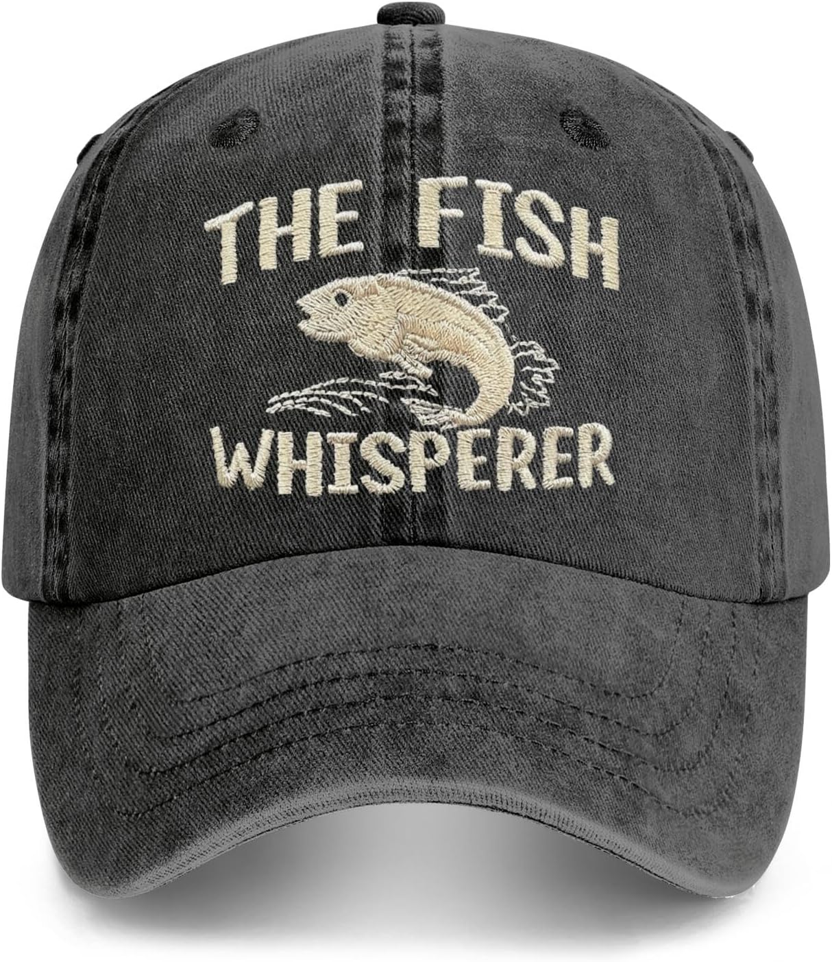 The Fish Whisperer Embroidery Washed Cotton Cap, Funny Fishing Gift Hat