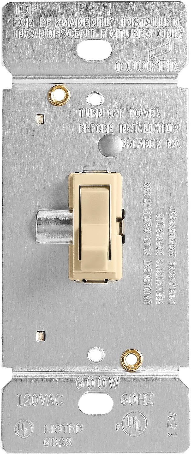 Eaton TI061V Trace 3Way SinglePole Toggle Dimmer, Ivory Finish