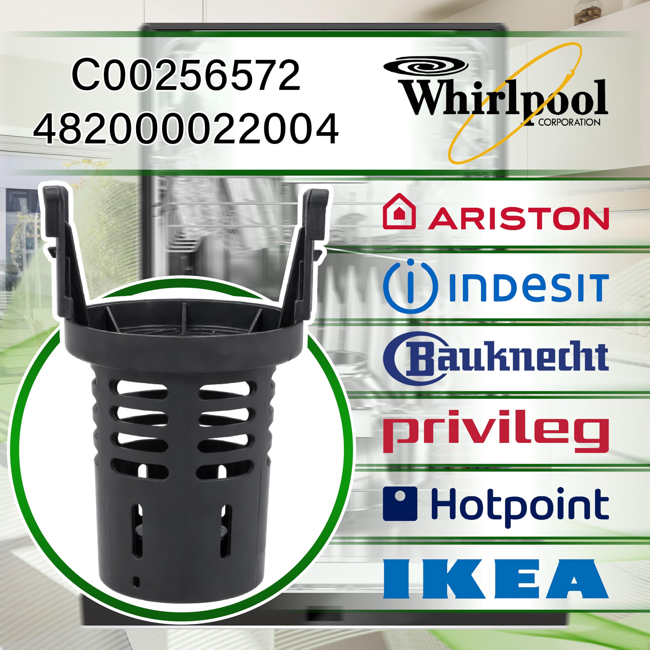 Centrale Vaatwasser Uitlaatfilter Binnendeel 64 Mm H 108 Mm Met Originele Code C00256572 482000022004 Voor Ariston Voor Indesit Voor Whirlpool Voor Hotpoint - Garantie 5 Jaar - ONIX TECH - View #5