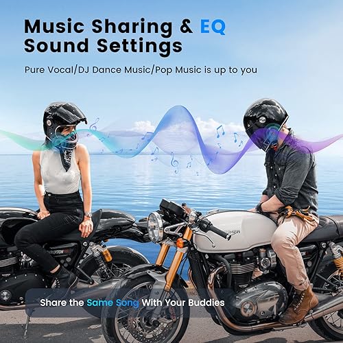 Miniatura 5 de GEARELEC Auriculares Bluetooth para motocicleta marquesina increíble Qualcomm V5.2 BT, One Click 2-8 Riders 2000M Casco Comunicación, Casco
