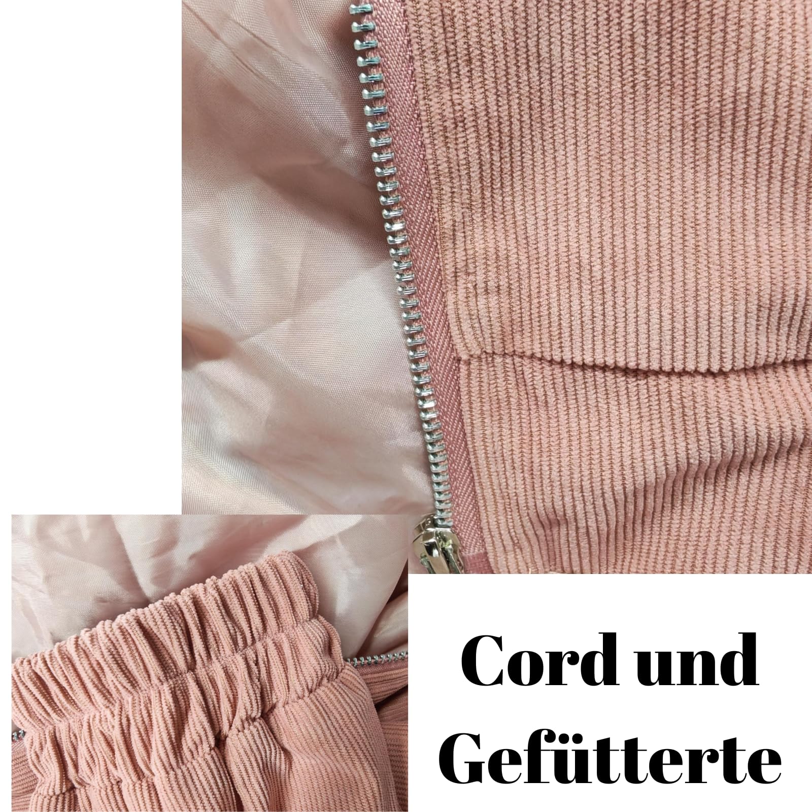 Sweatjacke Damen Kord Kapuzenpullover Vintage Pullover Zip Hoodie Lässige Outwear Atmungsaktiv Kapuzenjacke Dünne Winterpullover Mode Streetwear Retro Pulli Elegante Sweatjacken mit Brusttasche