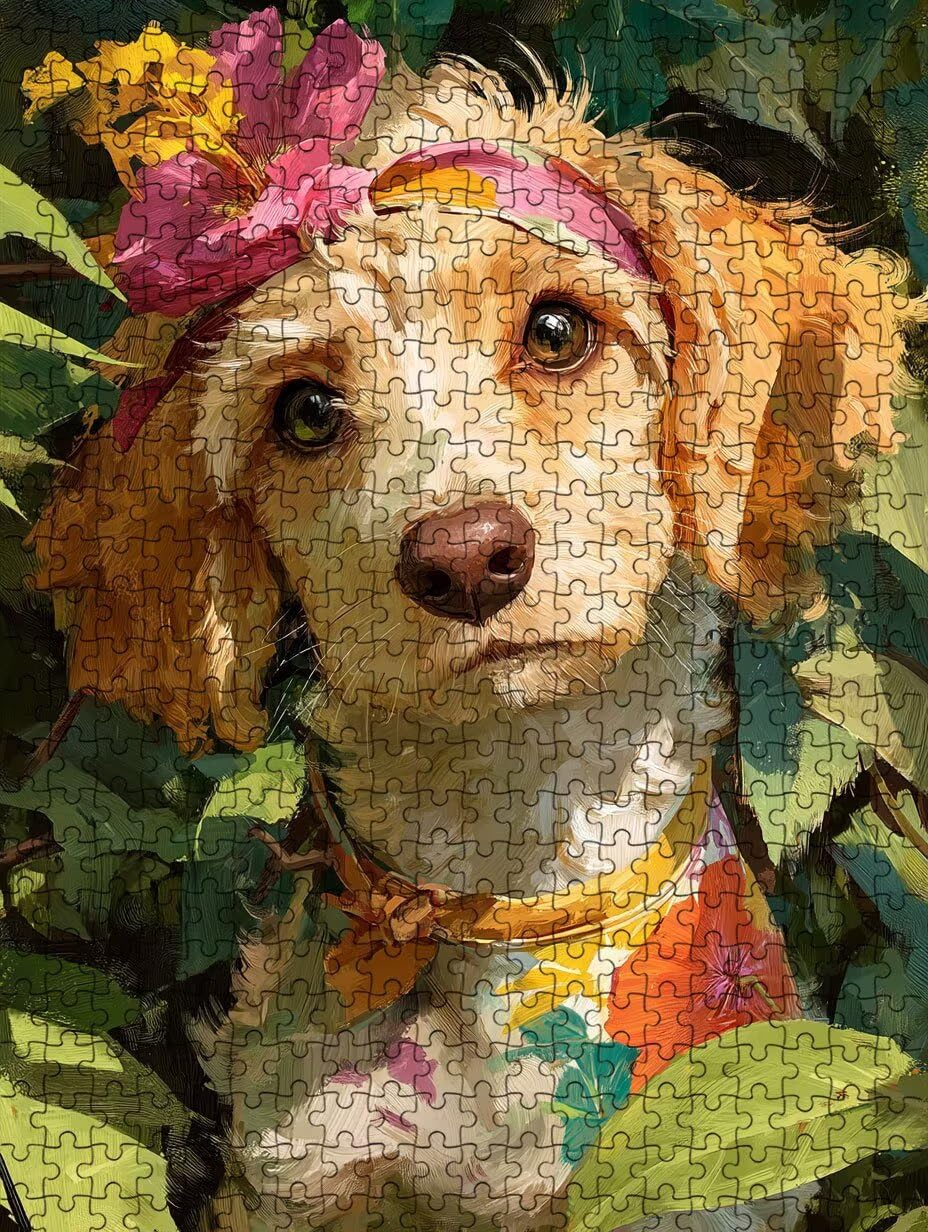 Puzzle de 1000 para Adultos, Perro De Flores, Clásicos YHPGL7-381