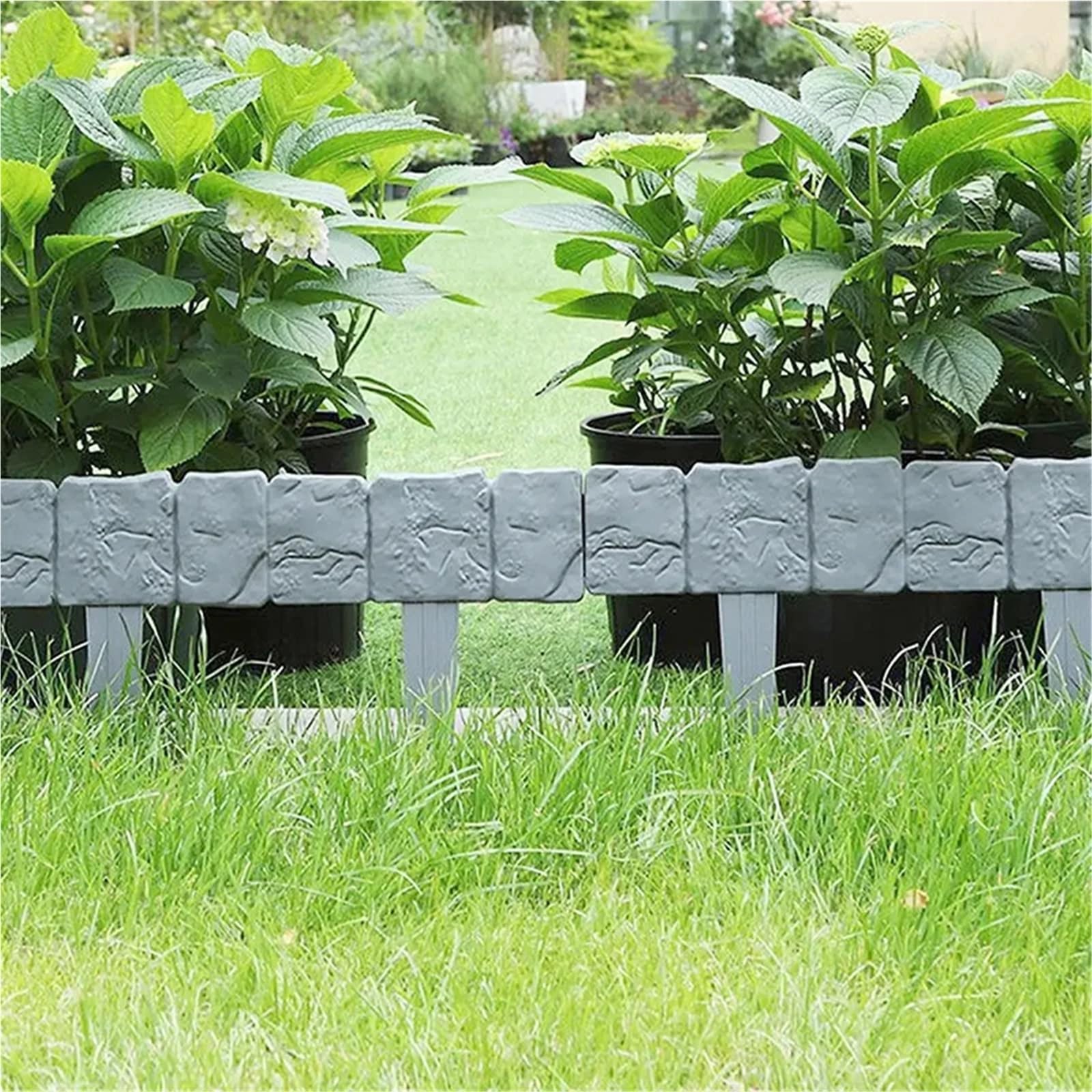Rasenkante 5 Stück Gartenzaun Steinimitat Pflanzenstützpfahl Außeneinfassung Dekorative Grenze DIY Rasen Yard Landschaft