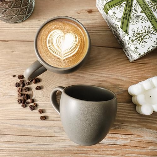 Miniatura 7 de Juego de 6 tazas de café de cerámica de 16 onzas con mango grande para café, leche, té, latte, cereales, tazas de cerámica esmaltada única para