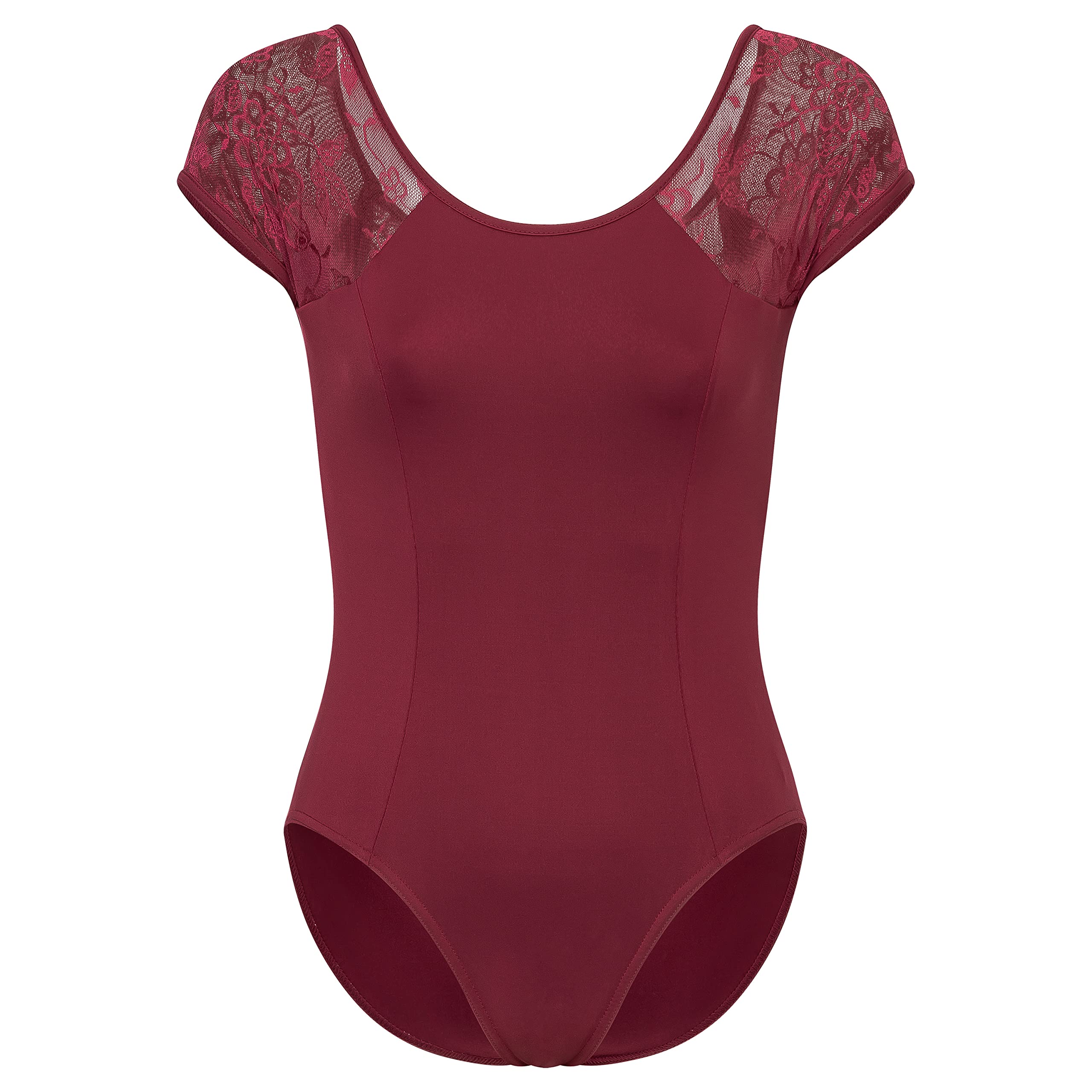 tanzmuster Ballett Trikot Damen Kurzarm - Maike - fein bestickt - BH-Pad-Einschub - Tanz Body - Ballettkleidung für Erwachsene