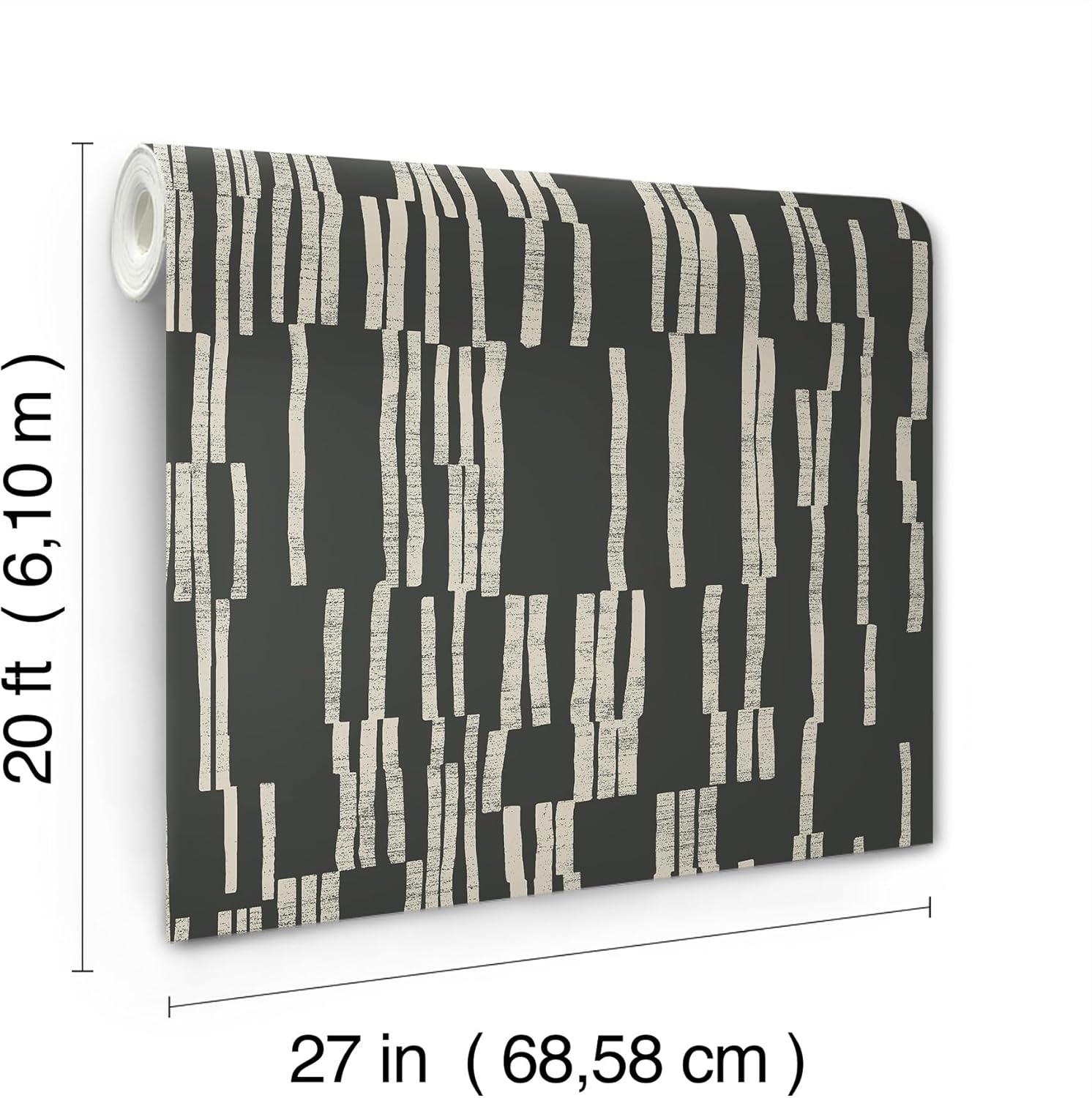 Nikki Chu Koso Black and Taupe Premium Peel and Stick Wallpaper, PSW1663RL