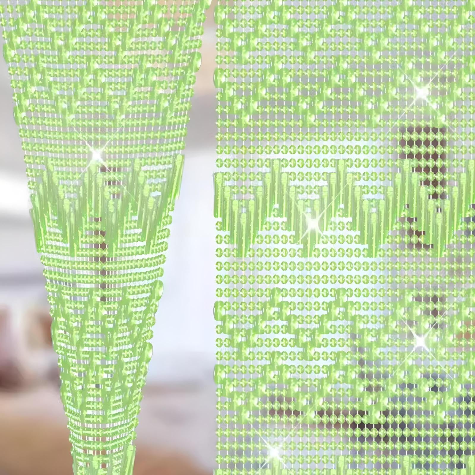 Eiauiuo One Color Green Acrylic Beaded Curtain For Living Room, Bedroom & Balcony – Modern Decorative String Door Curtain, Crystal Room Divider In Various Sizes For Home, Office, And Doorway Décor(80X180cm(27 S