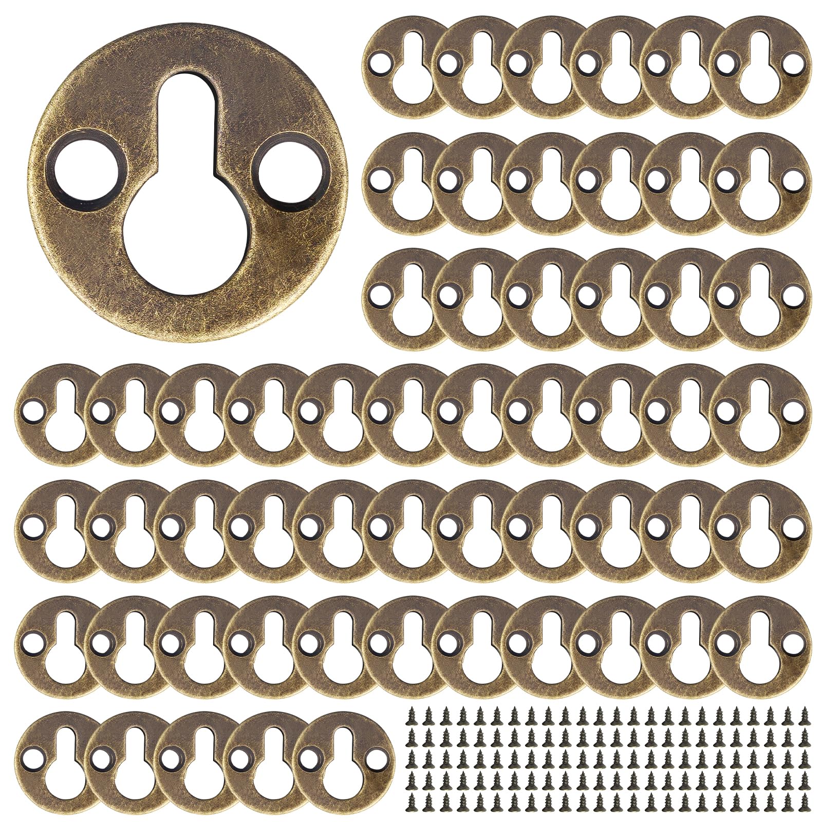 Luckycivia 60 Stück Schlüsselloch-Aufhänger Aus Metall – Set Mit Schrauben Zum Aufhängen Von Bildern & Regalen (bronzefarben)