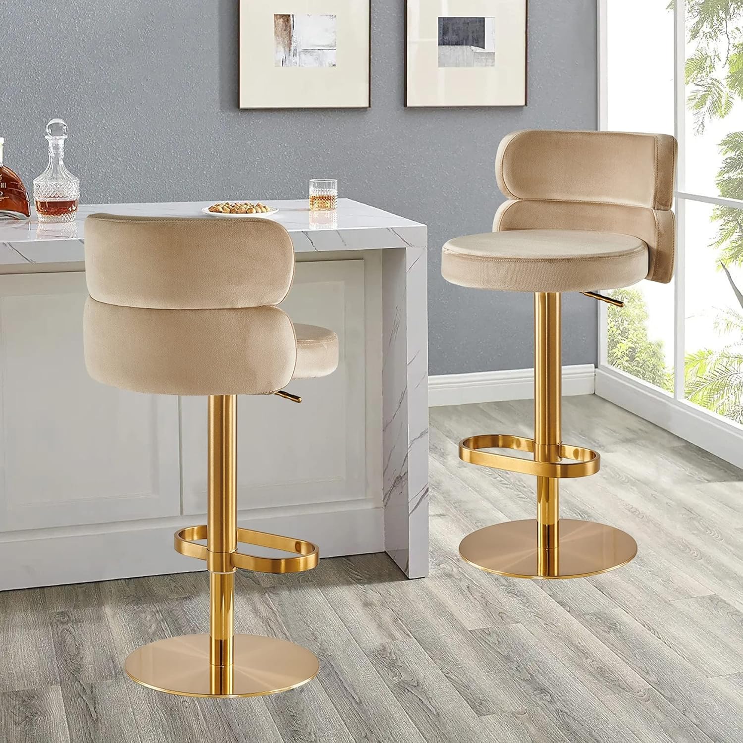 Overstock LUXMOD Gold Stainless Steel Bar Stools Adjustable
