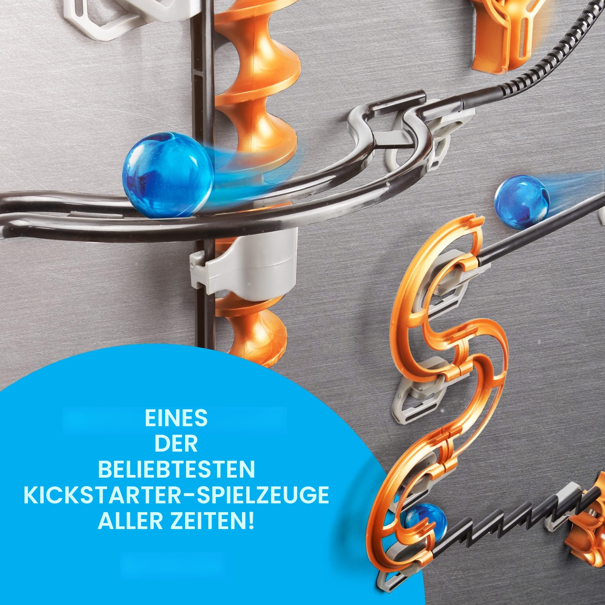 NATIONAL GEOGRAPHIC Magnetischer Murmelbahn-Set - 150-teiliges MINT-Bauset für Kinder, Erwachsene mit Magnetstrecke, Trickstücken & Murmeln für einen Murmel-Labyrinth auf jeder magnetischen Oberfläche