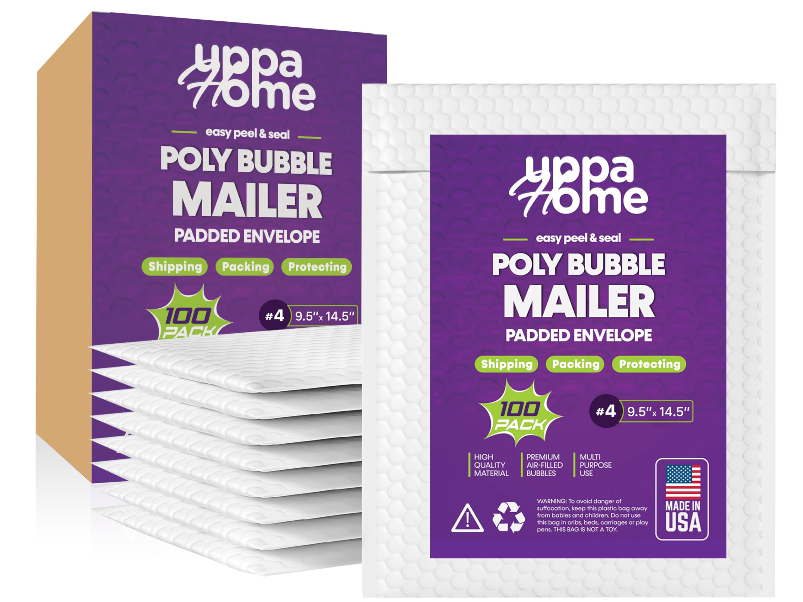Poly Bubble Mailers #4 9.5" X 14.5" Shipping Envelopes White padded Envelopes Strip Peal And Self Seal 100 case Pack