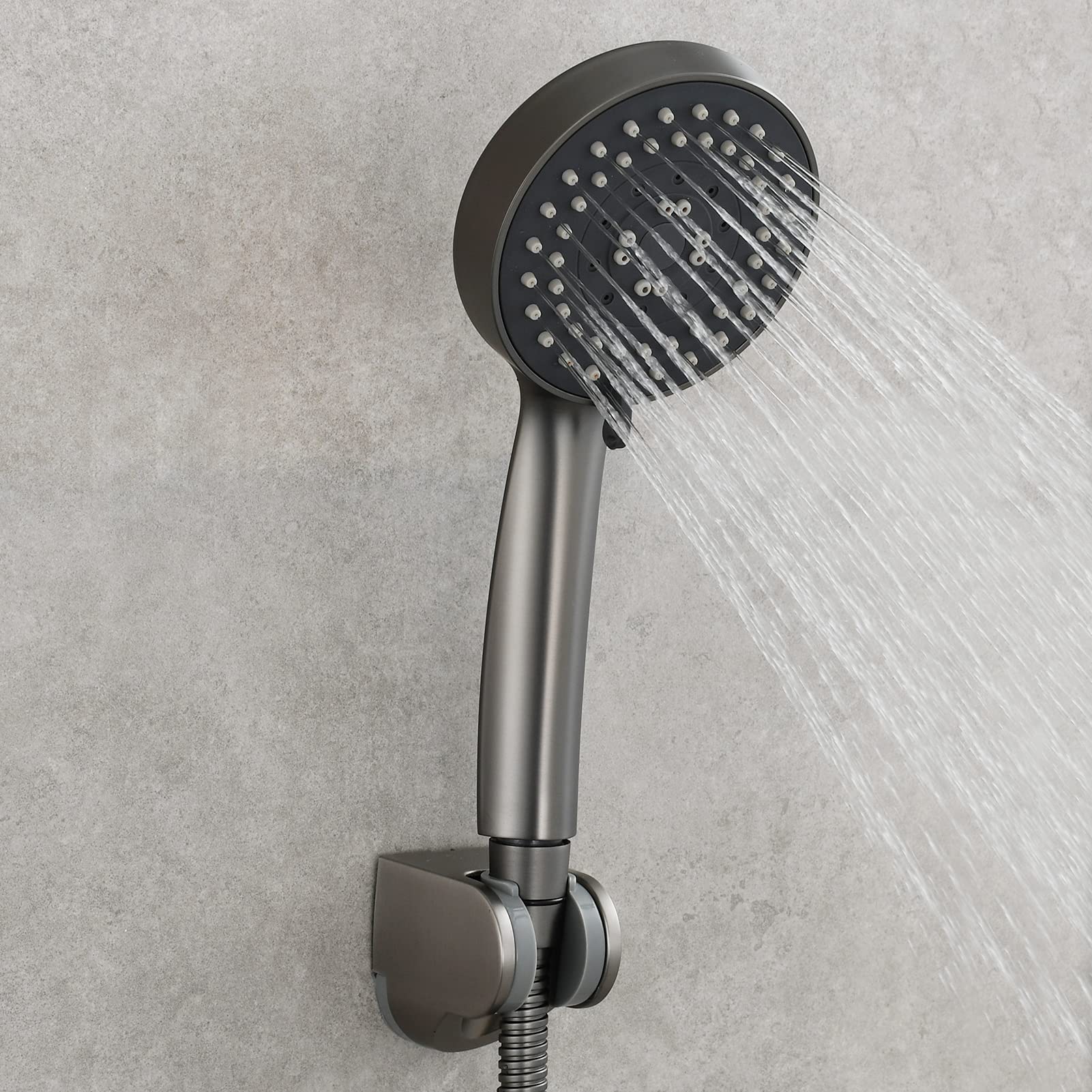 Tecmolog 5 Tipos de Chorro Alcachofa Ducha Alta Presion Set de Ducha Baño con Manguera y Soporte, Gris, BS144GRF