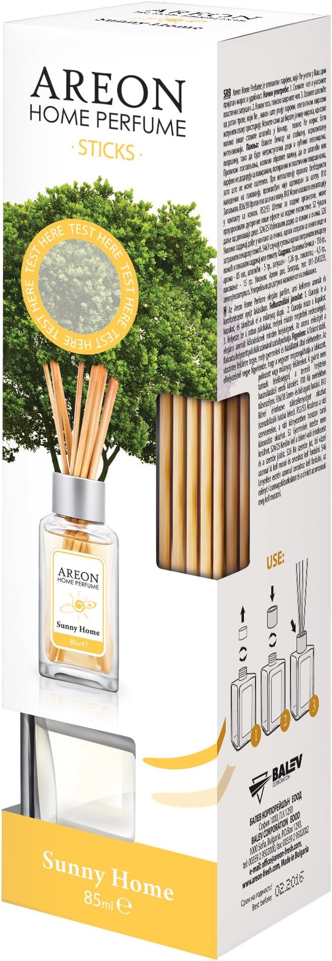 Areon Home Perfume Reed Diffuser 85ml 10 Rattan Reeds - Sunny Home