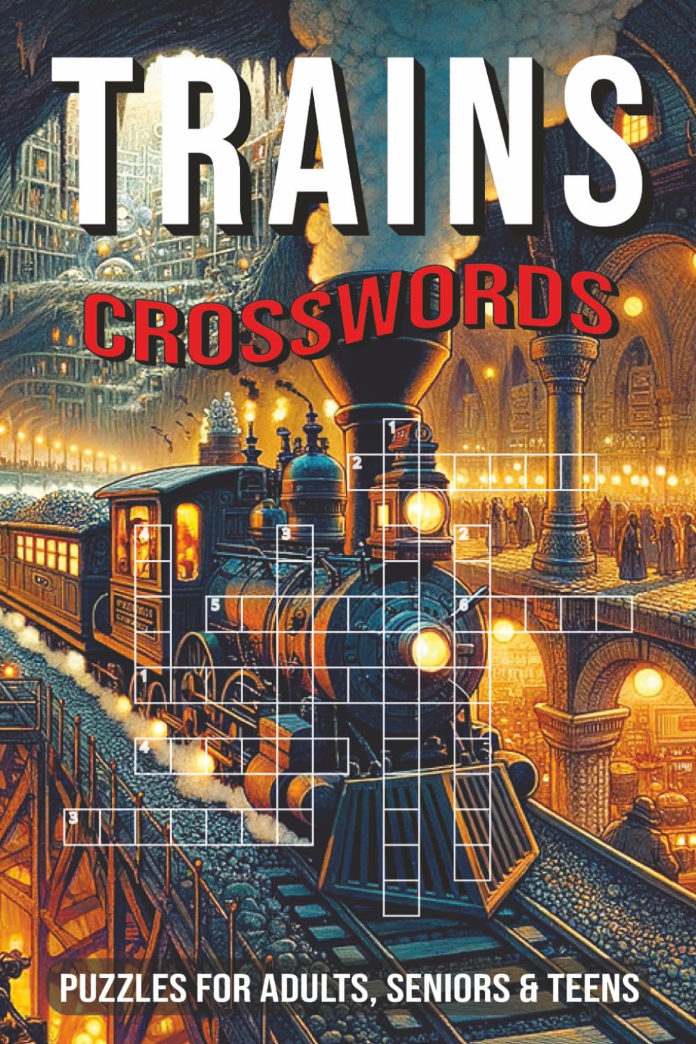 Trains Crosswords Puzzle Book: Crosswords with Easy to Read Print about Trains, Railroad, Locomotives and More | 6x9 inches, 120 pages | 50+ Puzzles ... Gift for Vacations, Holidays and Free Time