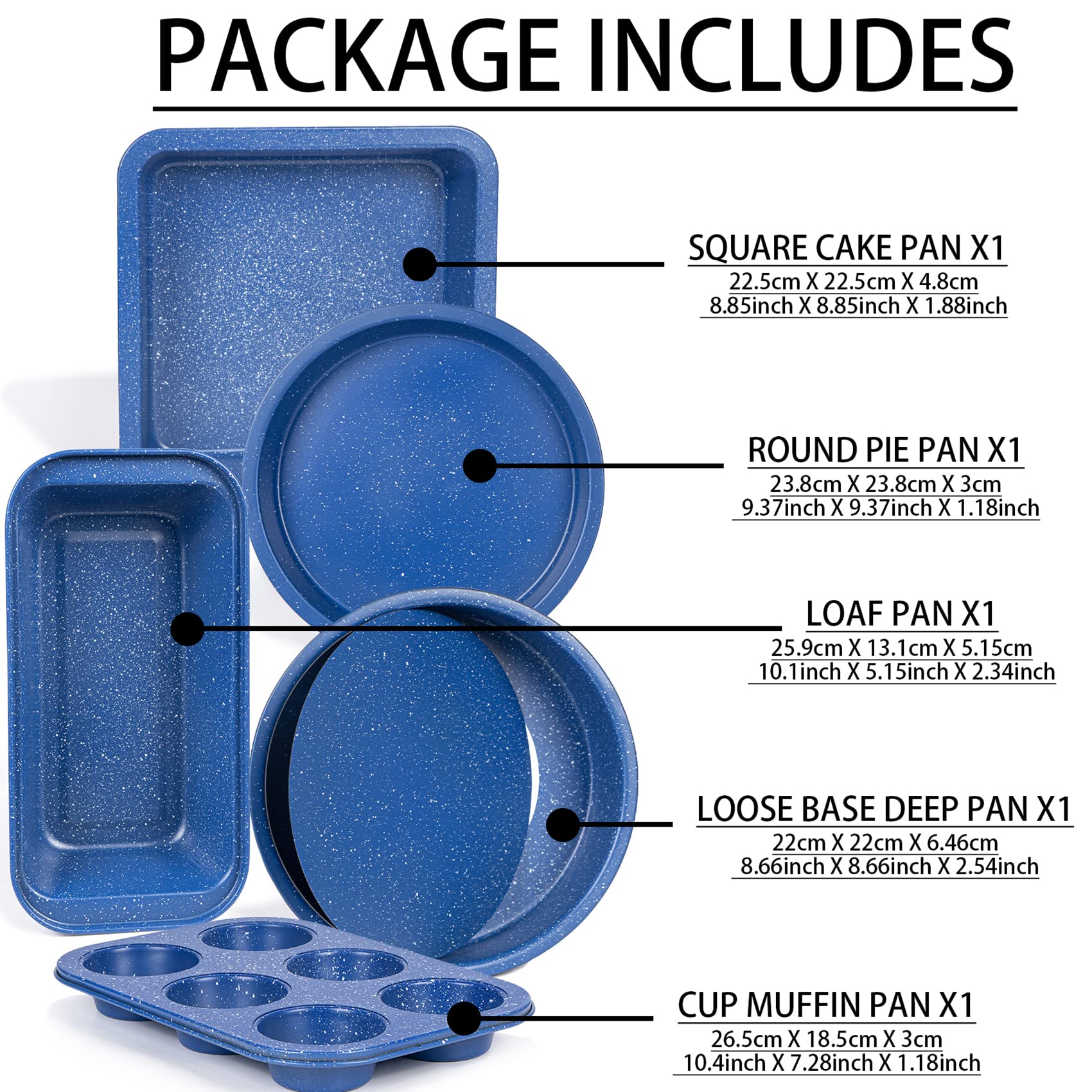 Musykrafties Medical Stone Antihaft-Backformen-Set, quadratisch, für Brot, Springform, runde Kuchenform, Muffinform