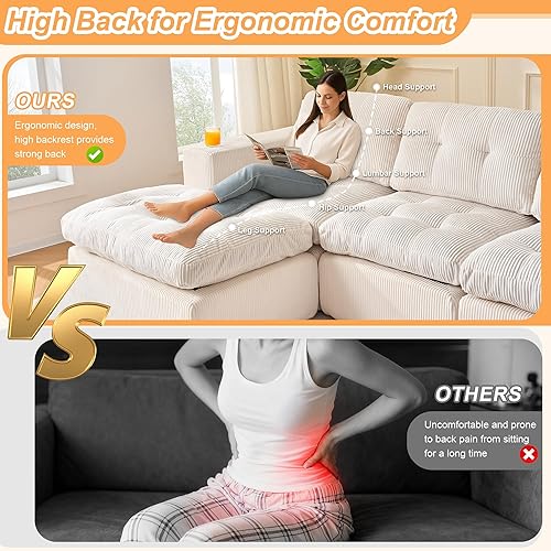 Miniatura 5 de 105 Inch Cloud Sectional Couch Modern Modular Sectional Sofa with Deep Seat - L Shaped Comfy 3 Seater Sectional Couches for Living Room with Cup