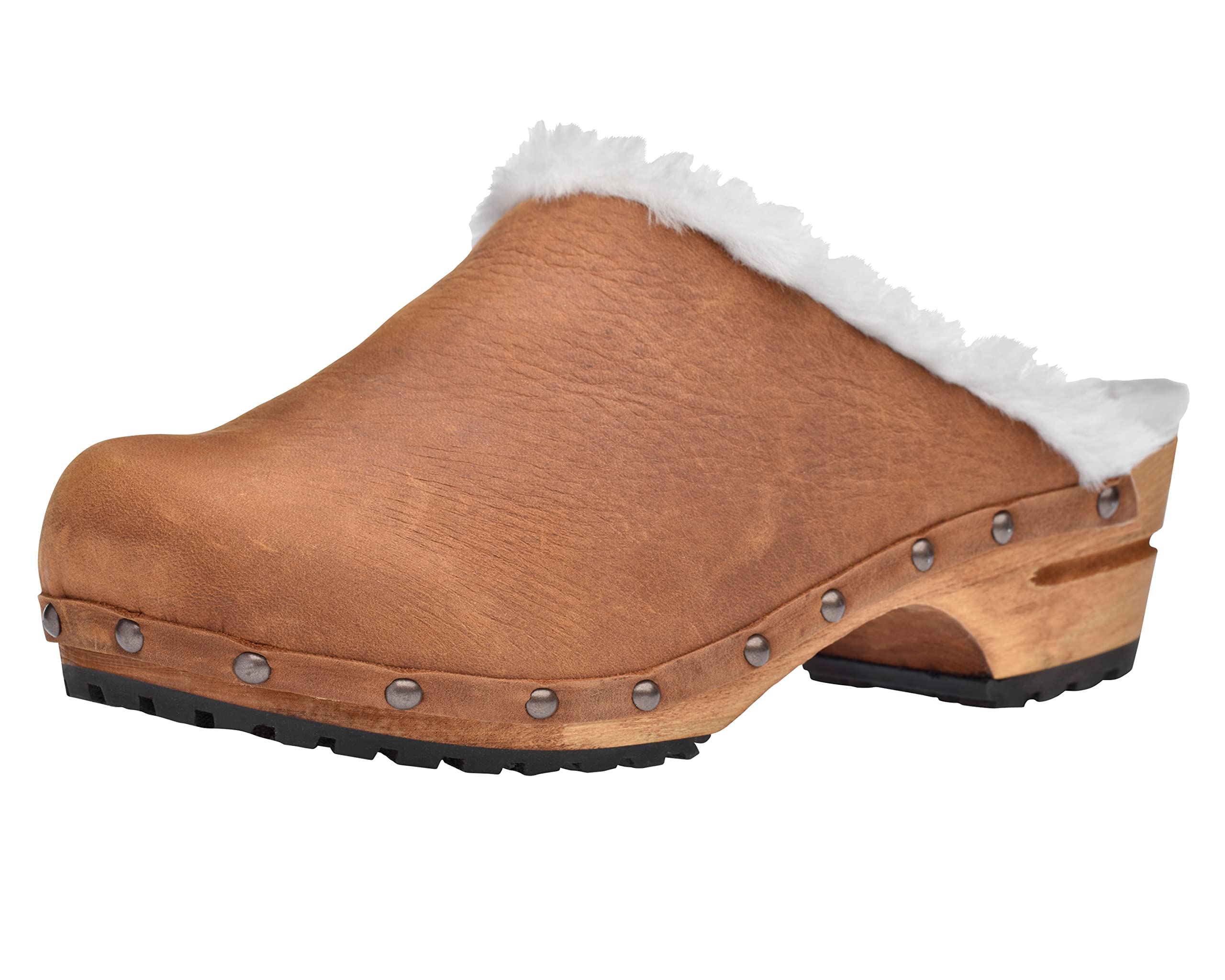 Sanita Hese | Zoccoli Aperti da Donna | Zoccoli in Pelle con Suola in Legno | Prodotto Originale Fatto Mano | Suola sostenibile | Marrone | 36 EU