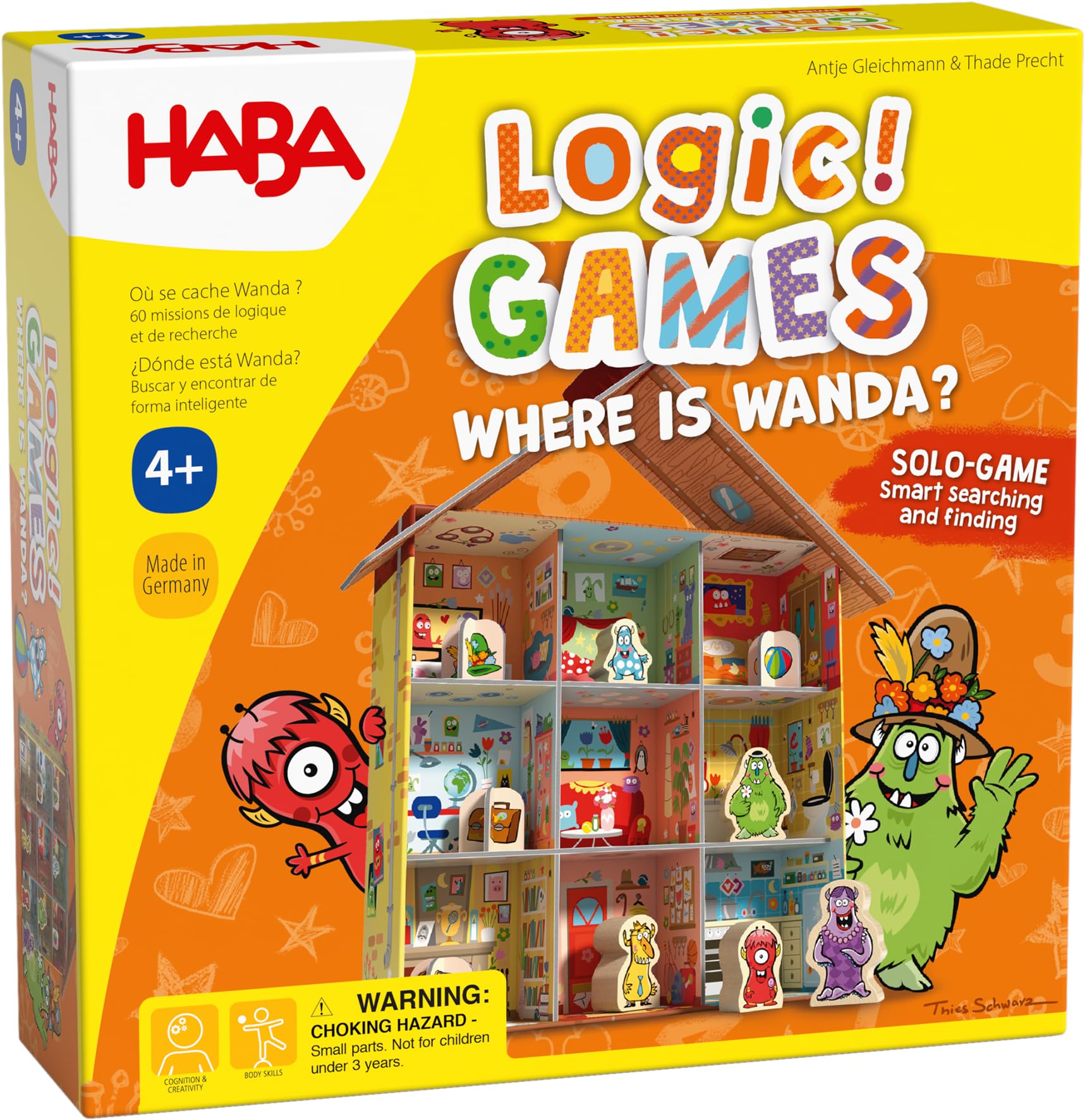 HABA Logic! Games - Où est Wanda ? - Jeu de Puzzle pour Enfants à partir de 4 Ans - 60 tâches & Maison Monstre 3D - Favorise la Logique & la Concentration, Jeu de Crochetage Solo - 1306806002