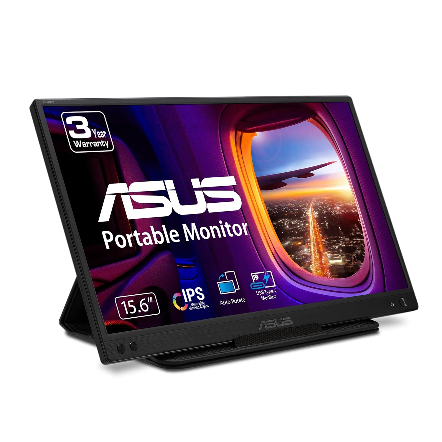 ASUS ZenScreen 15.6” 1080P Portable USB Monitor (MB166C) - Full HD, IPS, USB Type-C, , Tripod Mountable, Anti-Glare Surface, Protective Sleeve,...