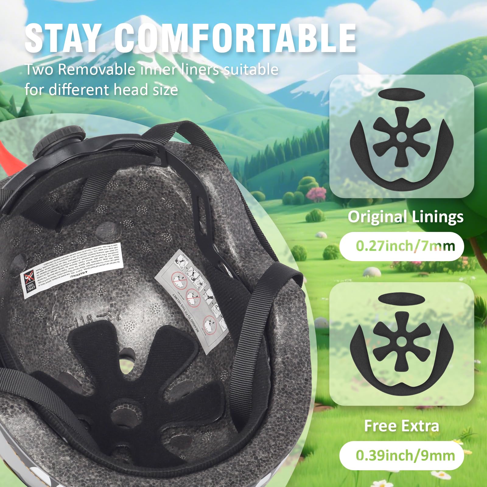 Casco de Bicicleta para niños pequeños con diseño de Dinosaurio, Ajustable y Ligero para niños y niñas, Casco multideportivo para Bicicleta, Scooter, monopatín, 2 tamaños, Desde niños pequeños hasta