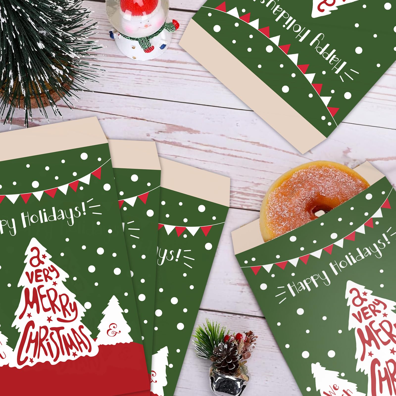 100pk Christmas Tree Candy Sweet Bags,Small Paper Candy Bag,5''x7'' Xmas Green Sweetie - Image 3