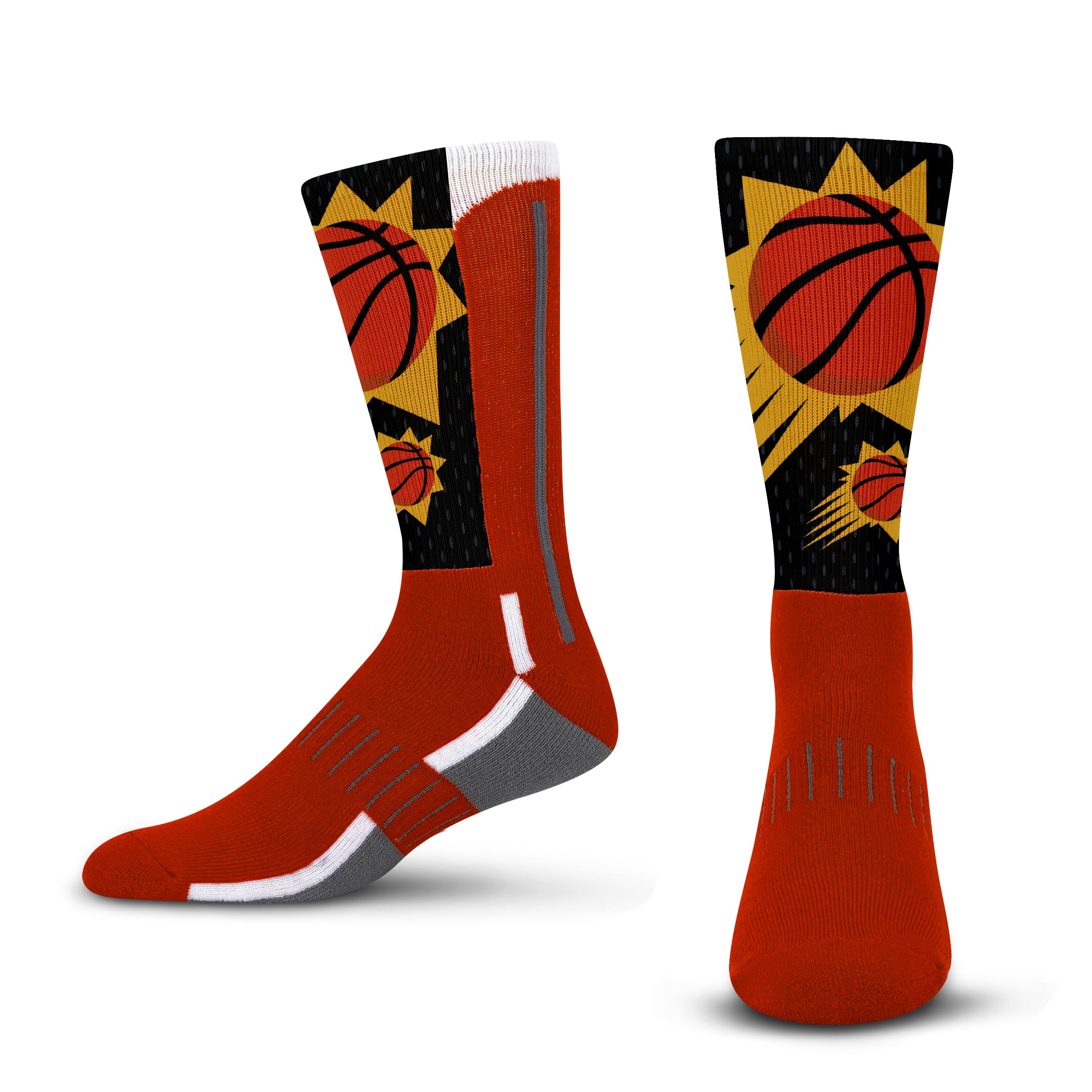 For Bare Feet Men's NBA Logo Zoom Mesh Primary Crew Sock Large