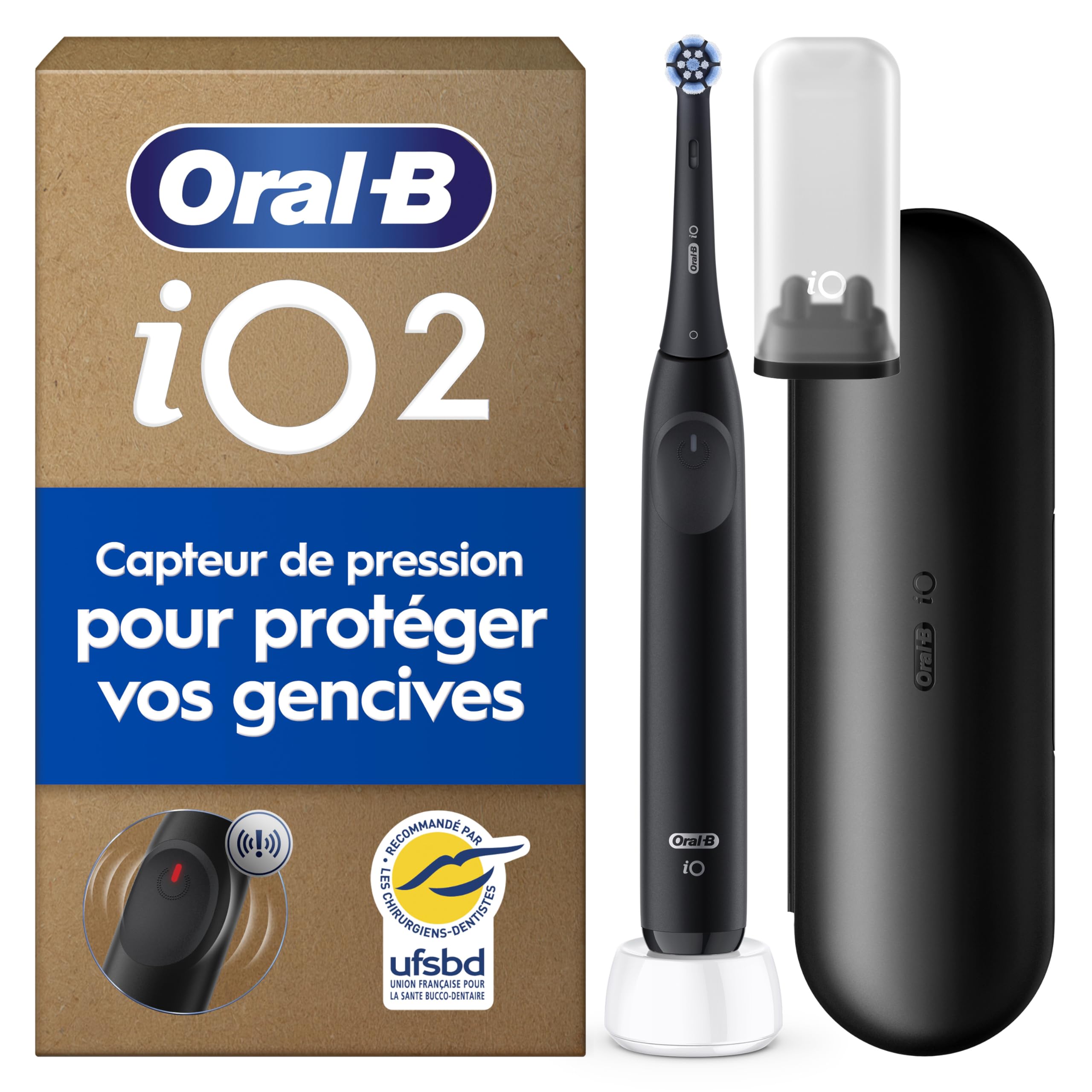 Oral-B Brosse à Dents Electrique iO 2 avec 1 Brossette de Rechange, Noire