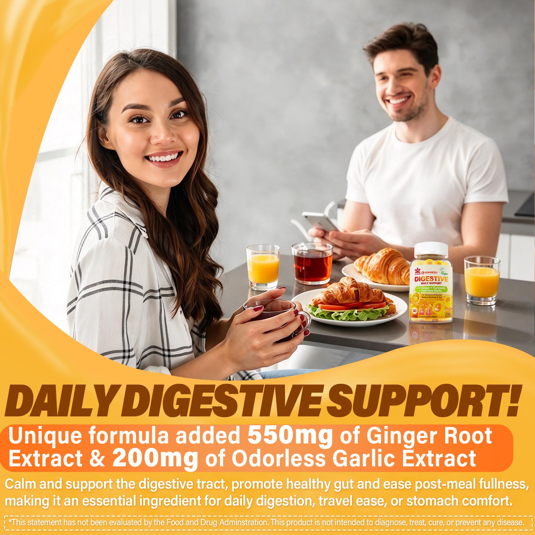 Ginger Chews Gummies Supplement for Women & Men, Sugar Free, Vegan, 60Cts — Amazon image 4