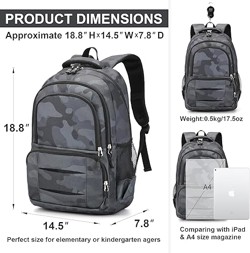 Vista 3 de rickyh style Mochila escolar bolsa de viaje para hombres y mujeres, mochila ligera para la universidad con compartimento para laptop, 22Shenhui